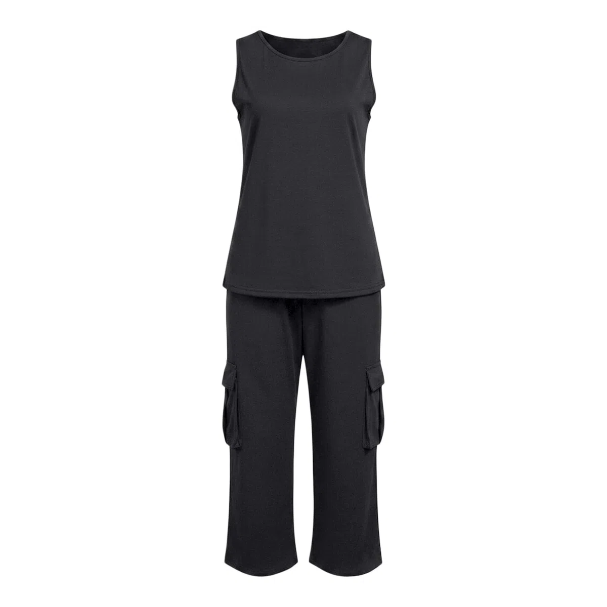 Generico Tuta Donna Casual Elegante 2 Pezzi Top a Maniche Corta e Pantaloni a Gamba Larga Slim Fit Tuta Sportiva Completa Due Pezzi Casual Ginnastica Estiva Tuta Donna Sportiva