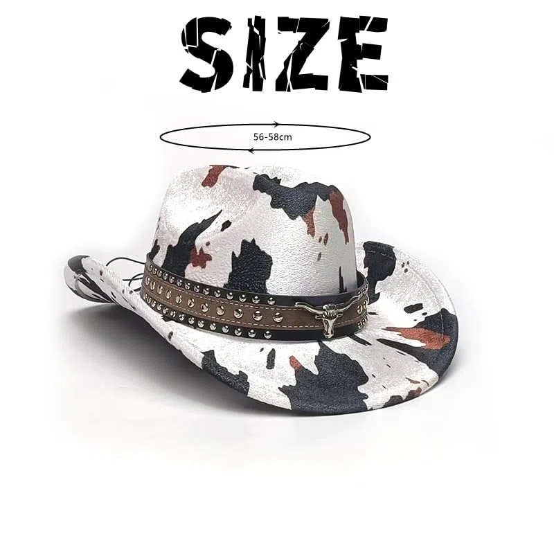 Cappello da cowboy per uomini e donne, cappello da cowboy western jazz, motivo mucche per adulti, copricapo di selvaggio west, costume per feste a tema matrimonio, cappelli da cowgirl in