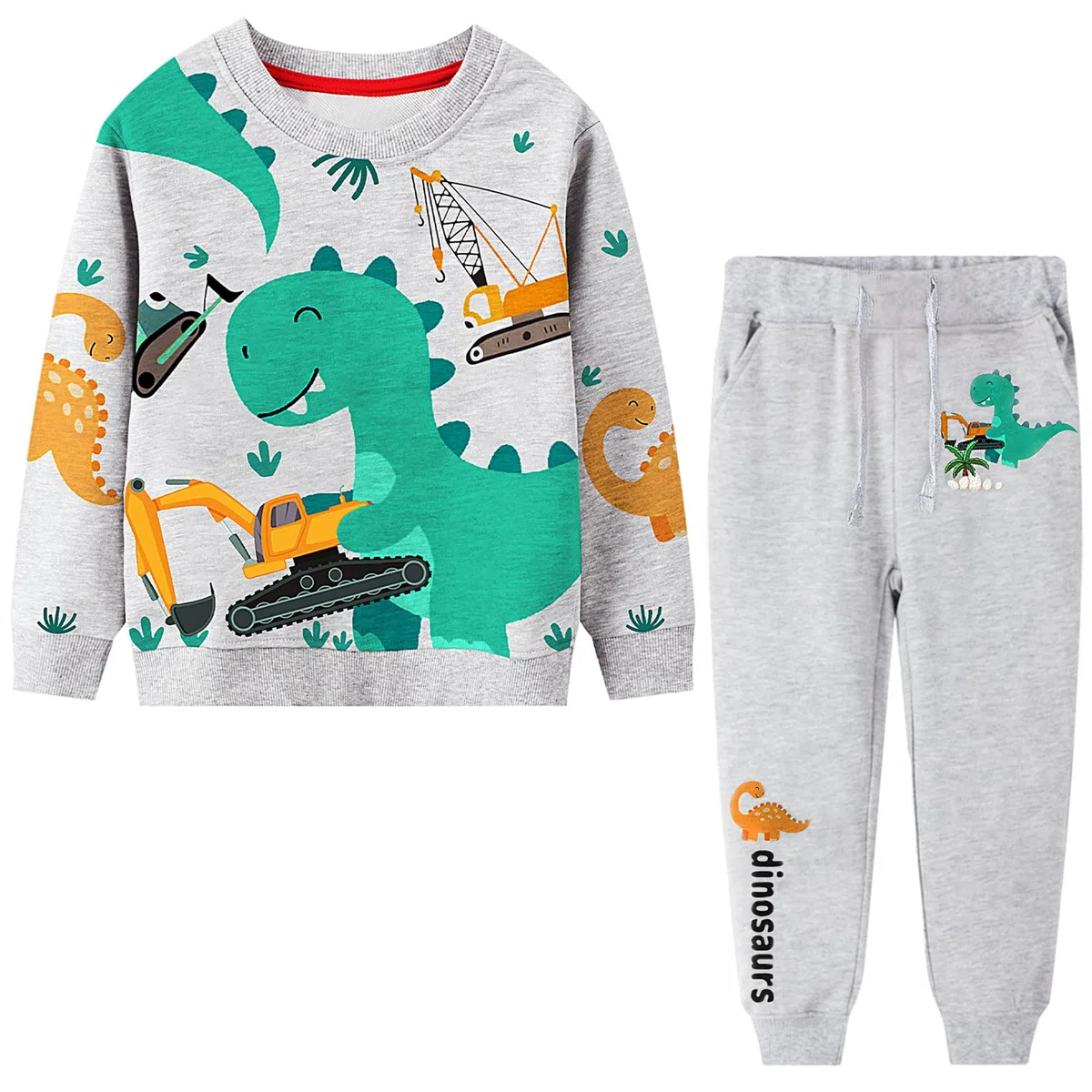 Tuta Sportiva Ragazzo Cotone Bambini Abbigliamento Sportivo Manica Lunga Maglieria Abiti Felpa Pantaloni Sweatshirt Jogging Autunno Inverno Primavera Suit Animale Stampa Bambino 2-7 Anni
