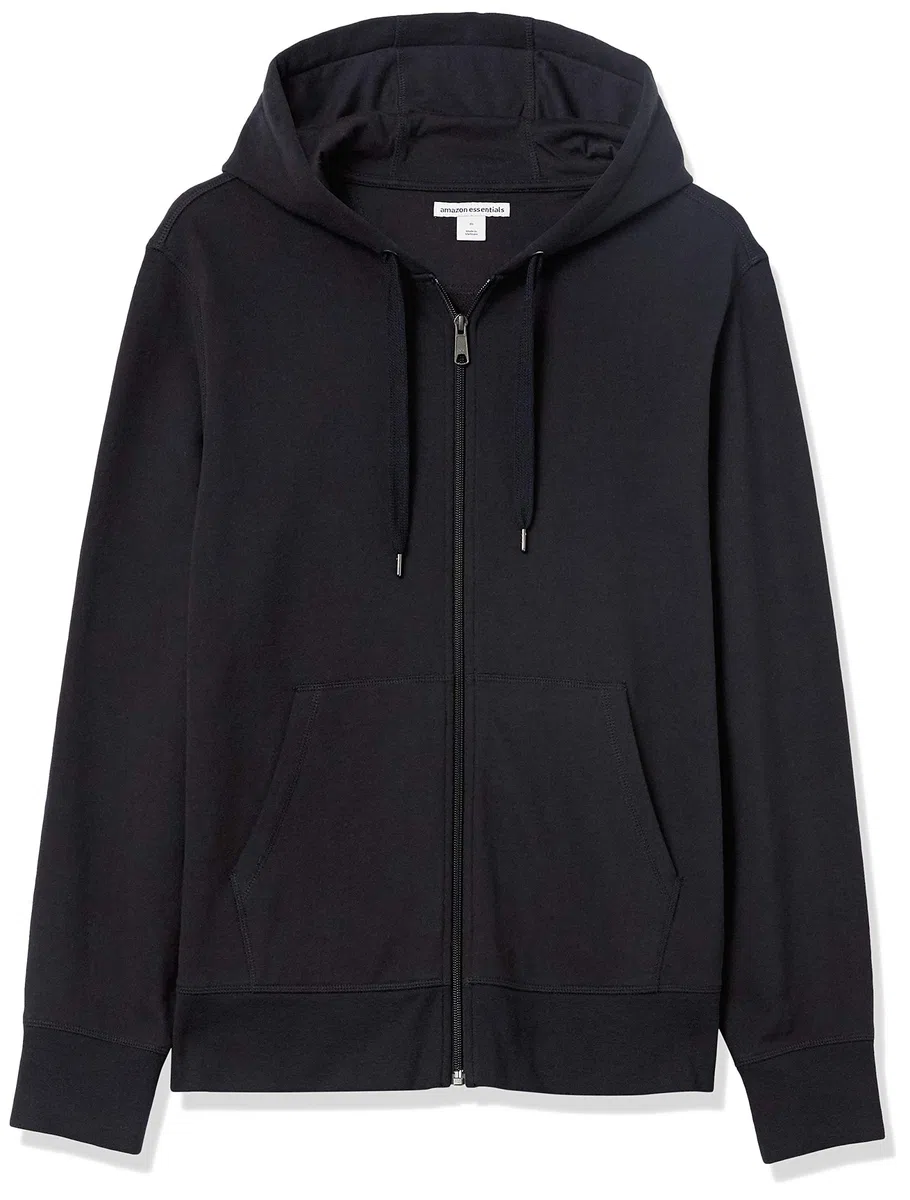 Amazon Essentials Uomo Felpa Leggera con Cappuccio in French Terry con Zip Integrale vestibilità Comoda