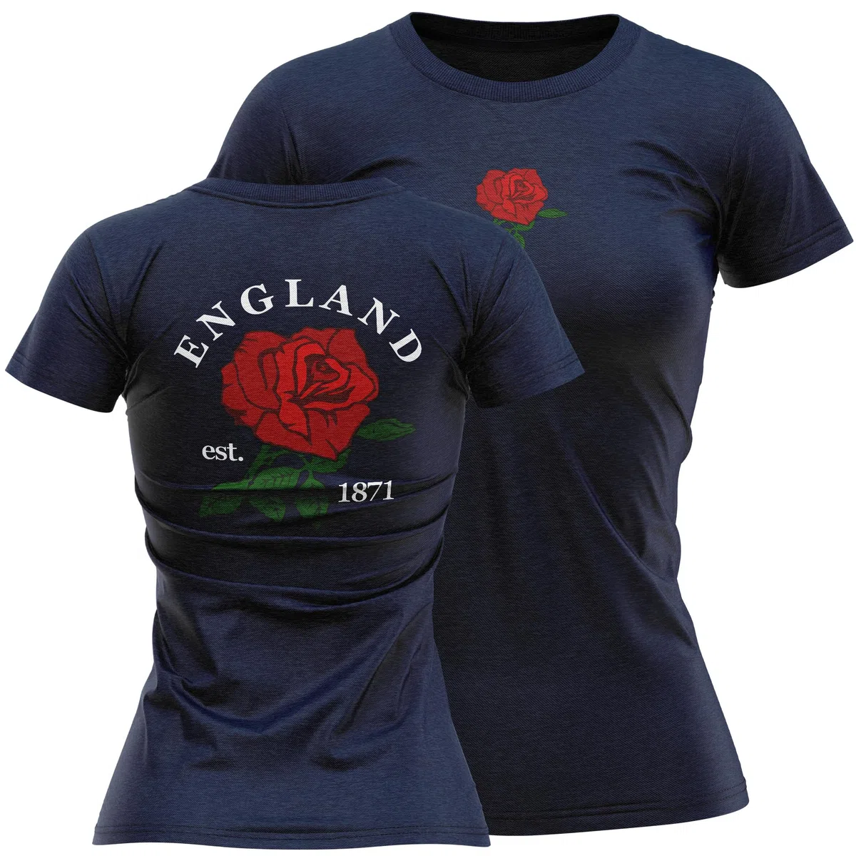 England - Maglietta da donna con logo inglese inglese 1871, motivo: rosa inglese