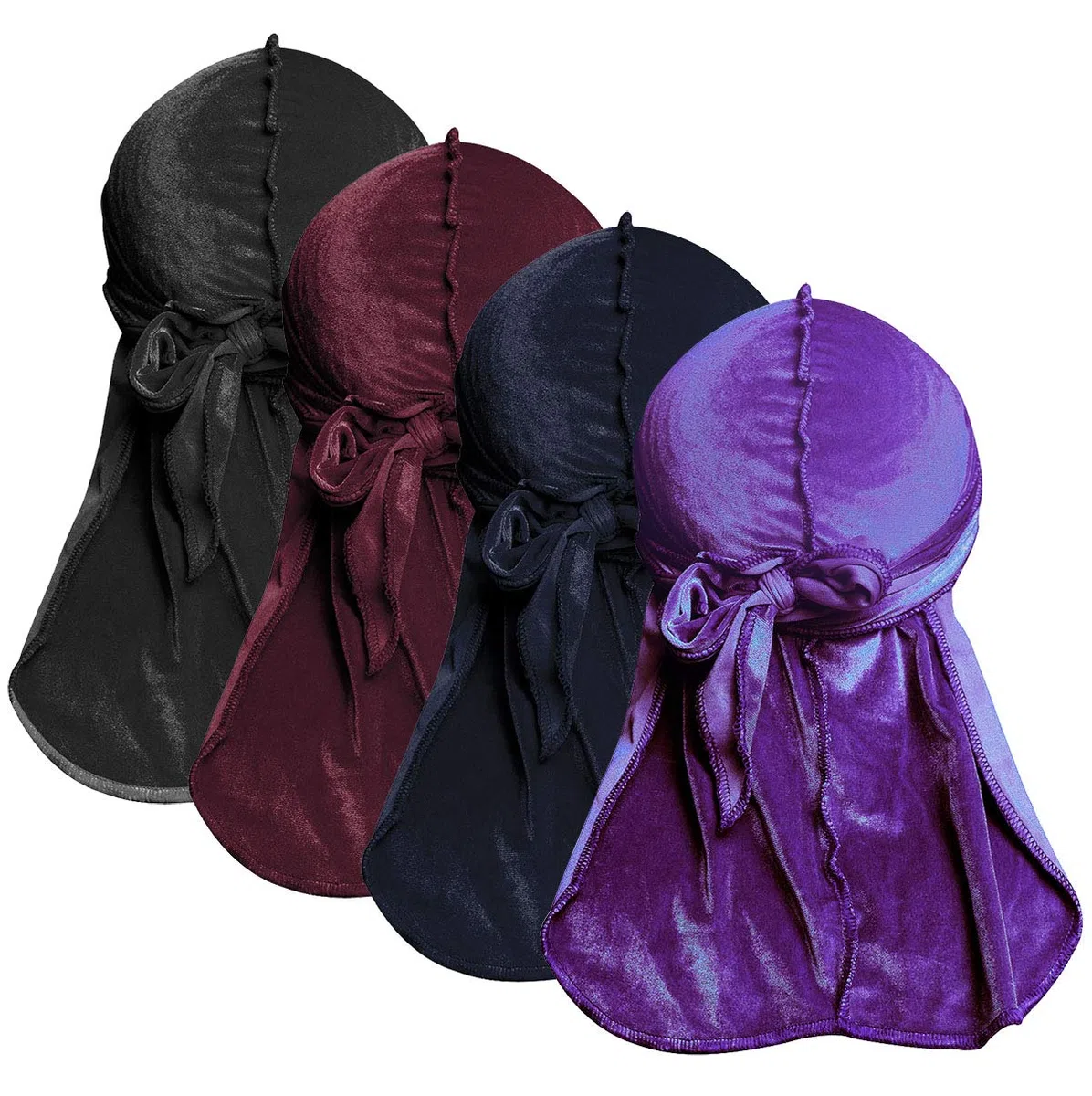 Velluto Durags per Uomini Onde 2/4 Paia Extra Lungo Coda Du-rag Più Colori Du Stracci per Onde per Onde