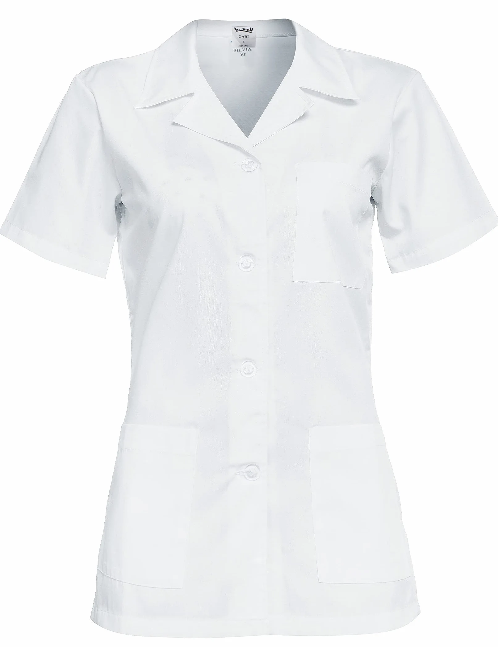B-well Gabi Casacca Donna Lavoro Camice Medico Infermiere con Bottoni Divisa a Manica Corta Scollo V