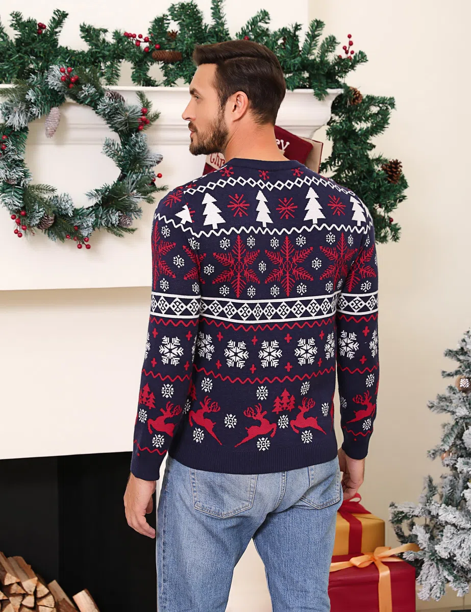Aseniza Maglione di Natale Donna Uomo Coppia Famiglia Maglione Invernale Caldo Pullover Modello Manica Lunga Fiocco di Neve e Elk