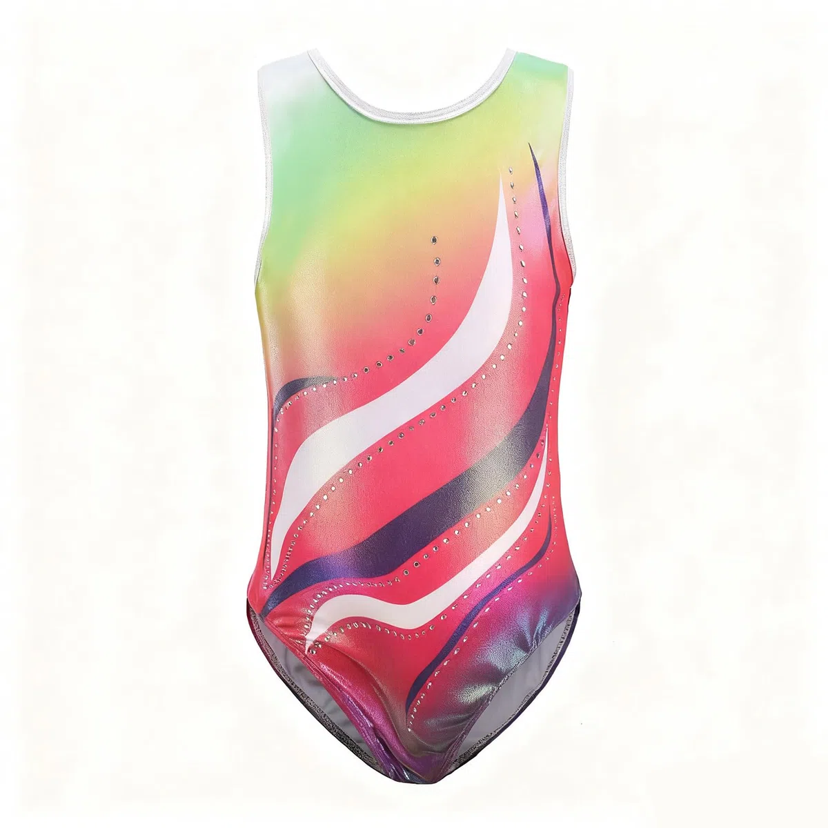 Body traspirante per bambini con strass, comodo costume da danza per allenamento attivo ed eventi scintillanti con body scintillante per allenamento con strass spandex costume traspirante