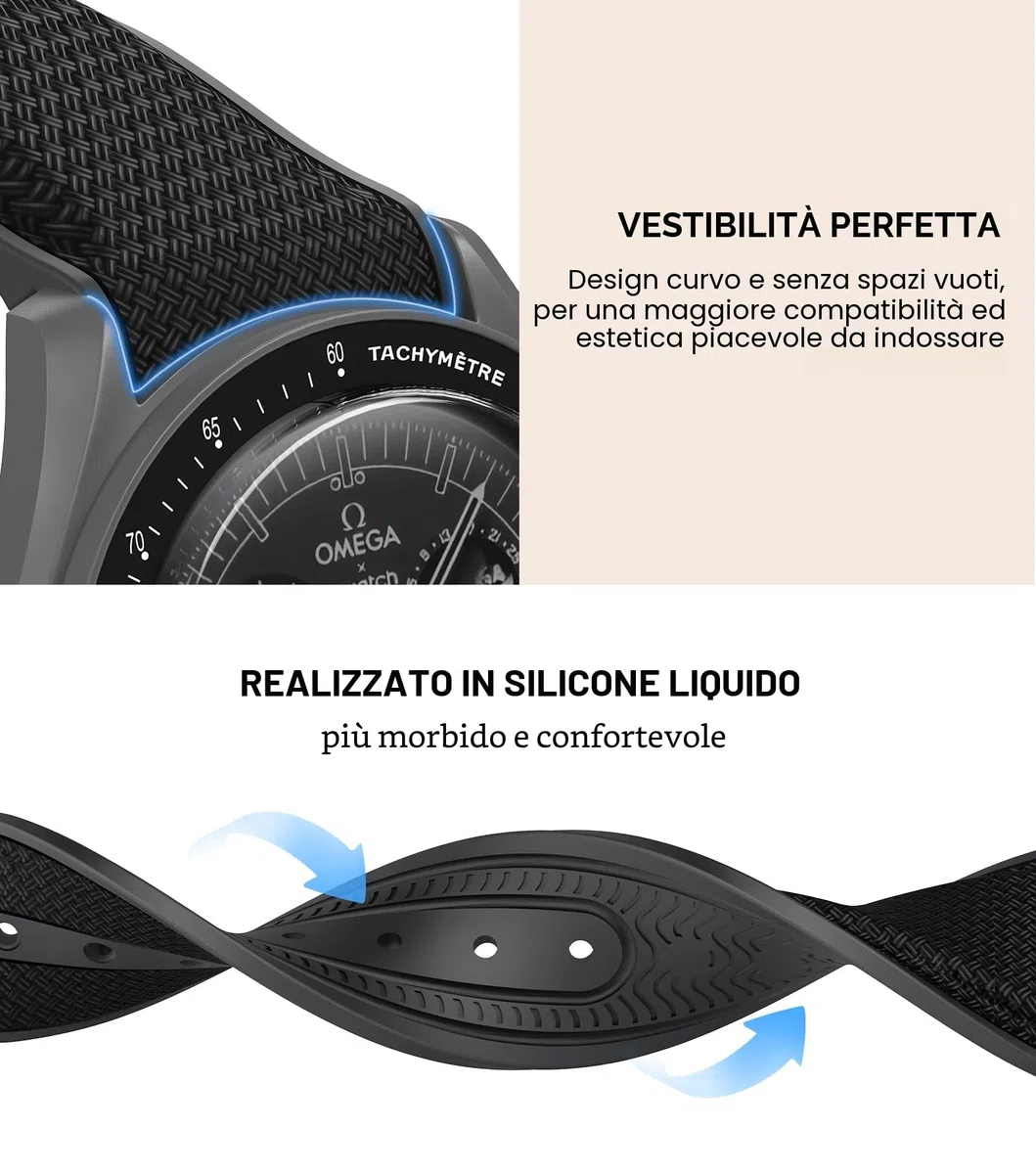 Cinturino per orologio Omega x Swatch MoonSwatch da 20 mm, cinturino pieghevole con fibbia compatibile con Omega X, Swatch Moonswatch Speedmaster, curvo senza spazi vuoti, cinturino di