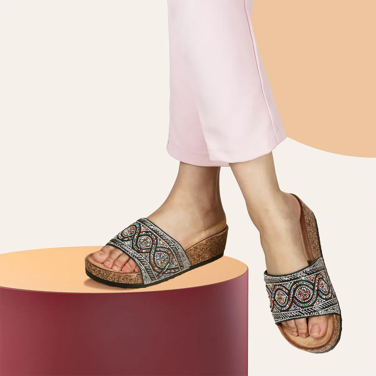 JOMIX Ciabatte Estive da Donna Suola in Sughero Antiscivolo Alla Moda e Confortevoli WCF250335