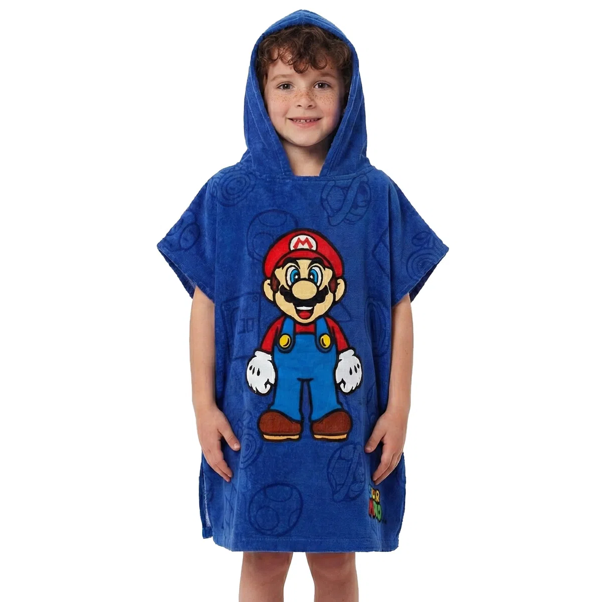 SUPER MARIO BROS Costume da bagno Gioco poncho asciugamano con cappuccio giochi per bambini taglia unica blu