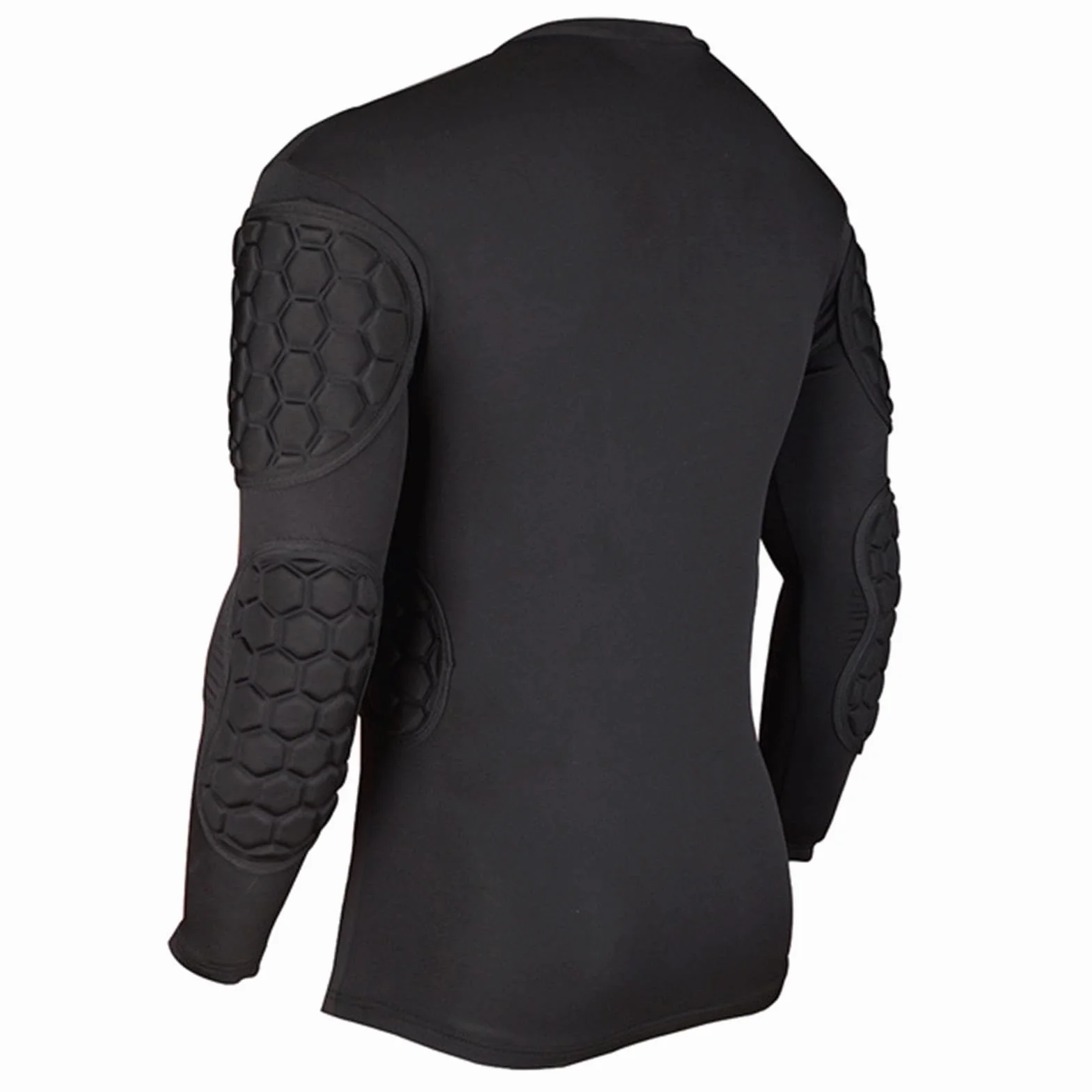 Maglia Imbottita da Calcio | Maglia da Portiere a Maniche Lunghe Nera - Magliette Imbottite per Paintball per Calcio, Basket, Paintball, Magliette a Compressione da Calcio per Giovani