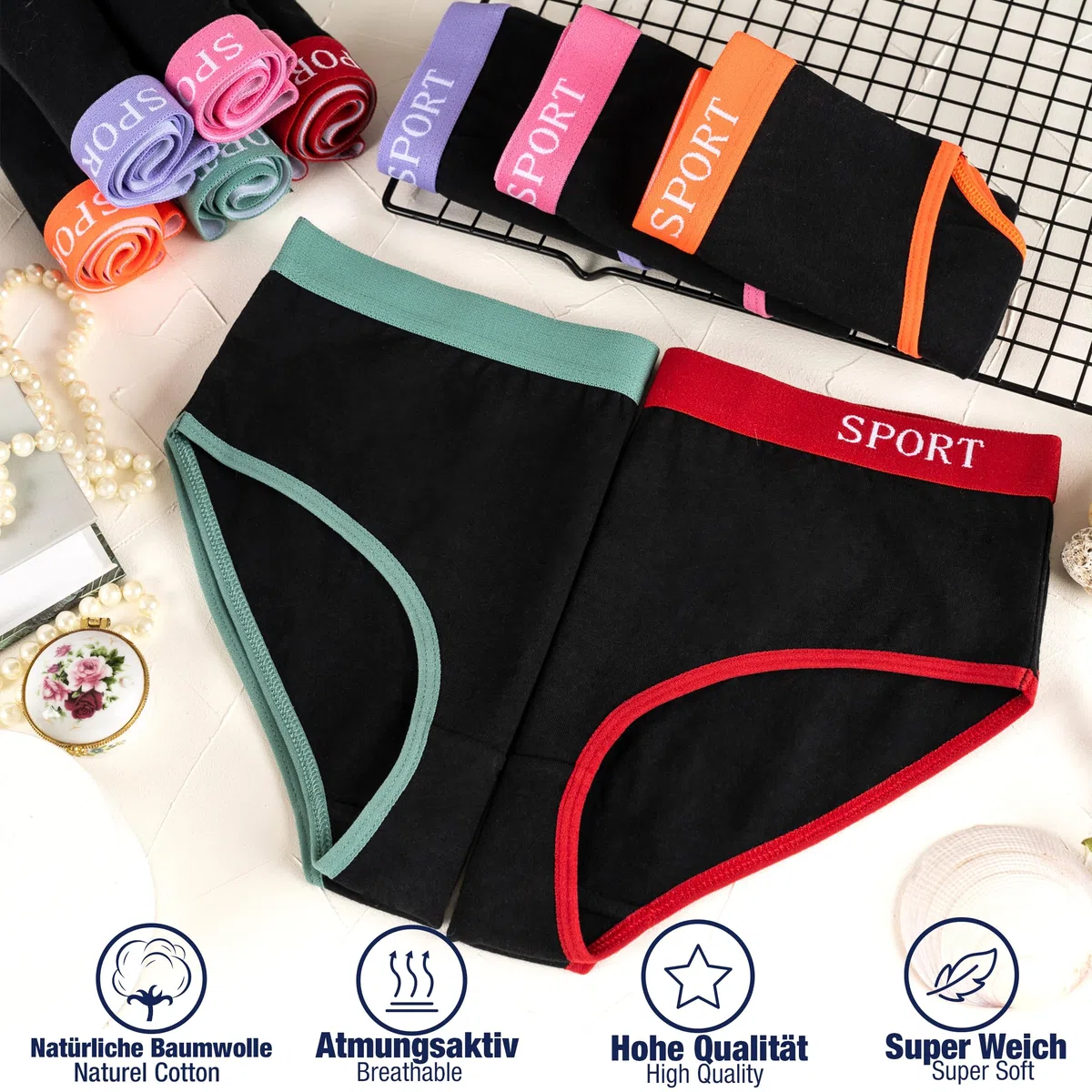 LOREZA ® 10 Slip in Cotone per Ragazze Intimo con Vari Motivi 2-15 Anni