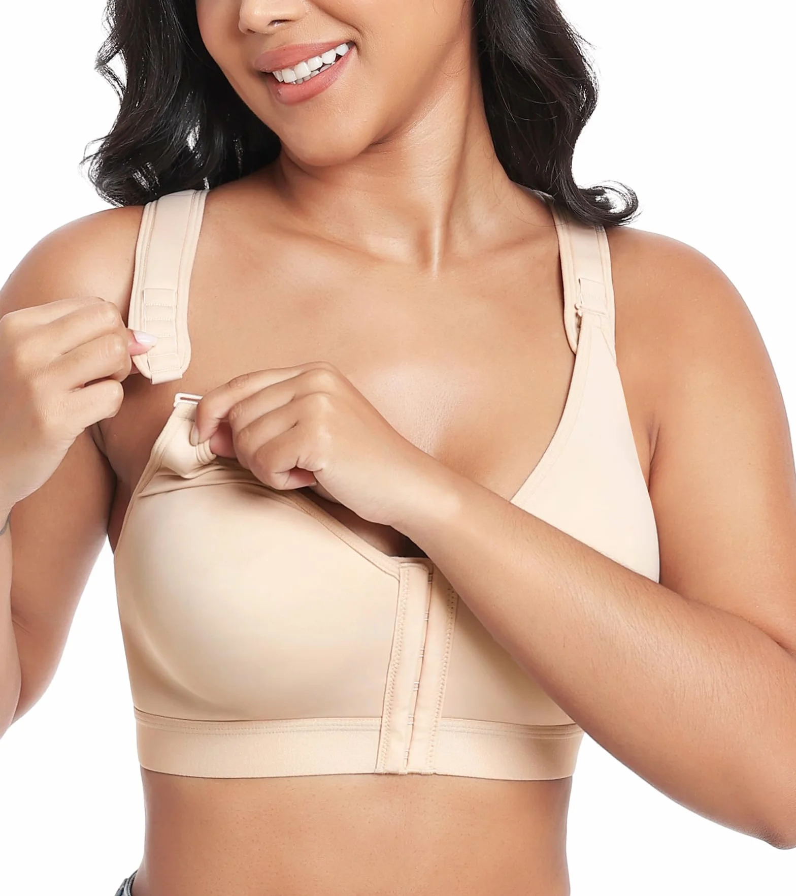 Lemorosy Reggiseno Post-operatorio Chiusura Anteriore Senza Ferretto Regolabile per Forte Sostegno Racerback Comfort Supporto