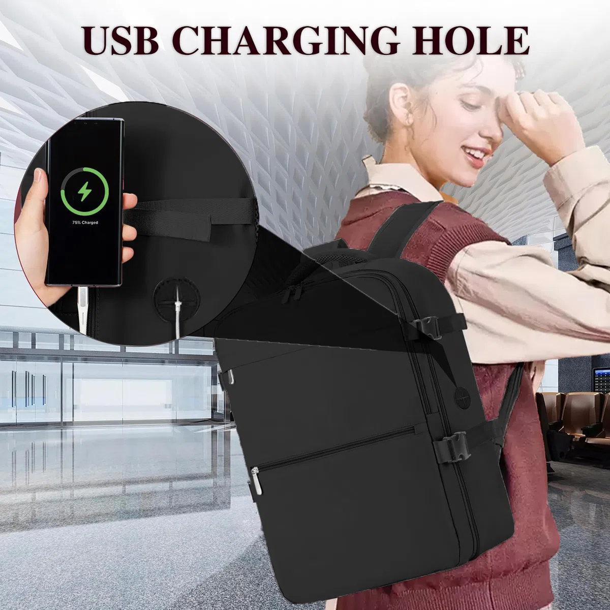 WOUIYO Zaino Easyjet 45x36x20, Bagaglio a Mano per Easyjet 30L Borsa da Cabina per Uomo e Donna, Zaino da Viaggio Aereo con Impermeabile Antifurto per Laptop da 15.6 Pollici