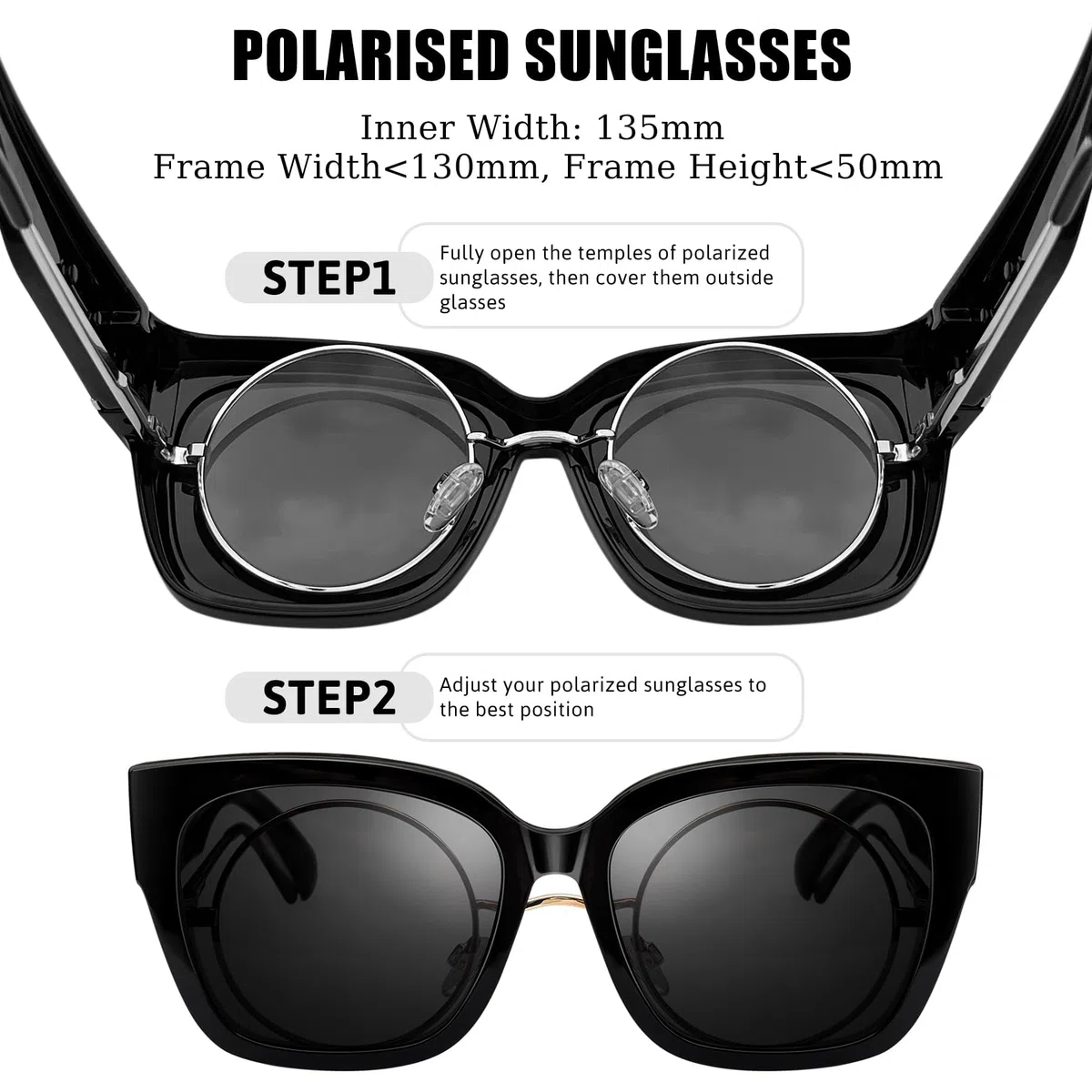 KANASTAL Sovraocchiali da Sole Donna Uomo Polarizzati UV400 Occhiali da Sole Quadrati sopra Occhiali Alla Moda TR90 Fit over Glasses Sunglasses