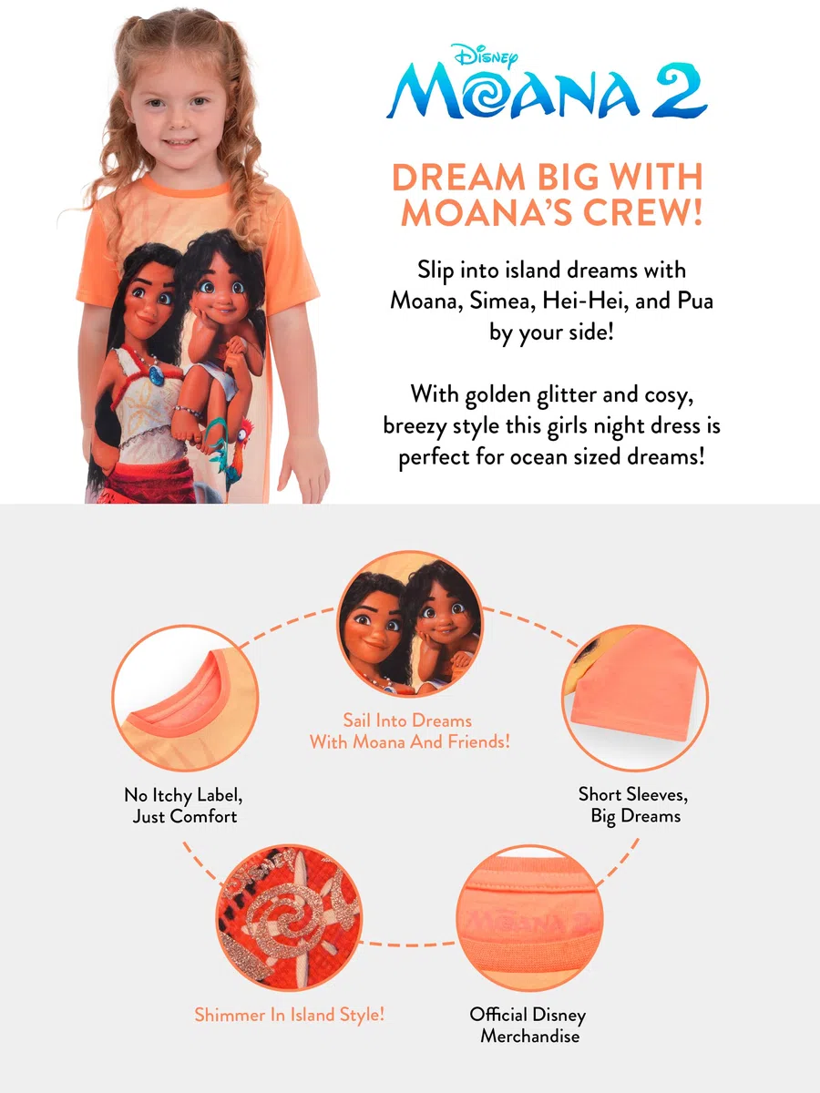 Disney Vaiana Camicia da Notte | Maui Oceania Pigiama Bambina | Camicia da Notte Bambina