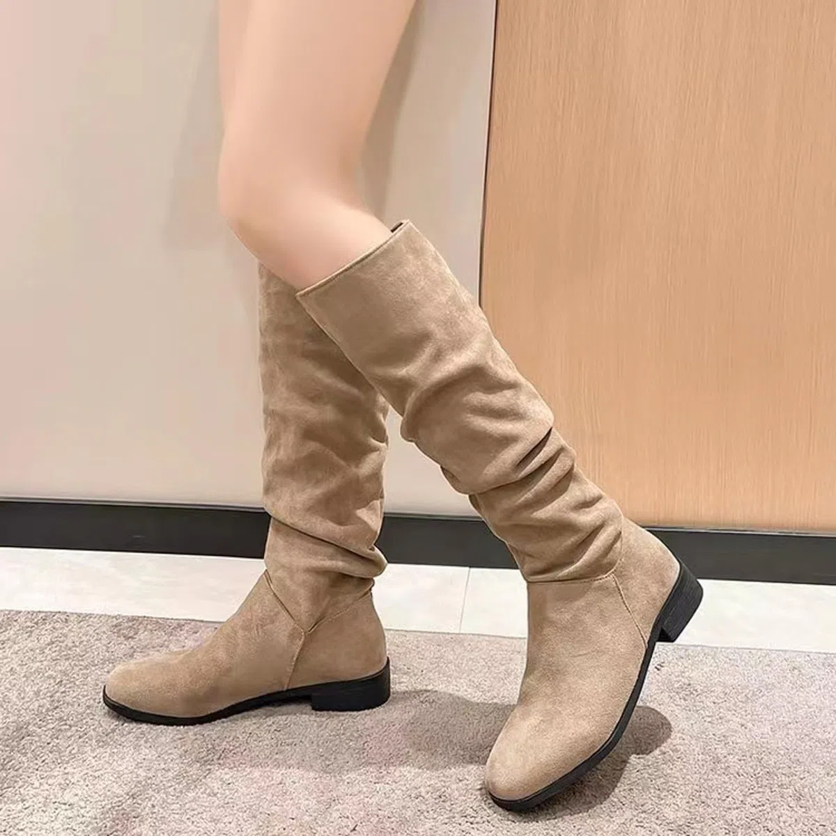 Stivali Camoscio Donna Donna Polacchine Tacco A Blocco Stivali Chelsea Medio Tacco Stivali Donna Pelle Lucida Corte con Cerniera alla Caviglia Stivali da Donna con Tacco