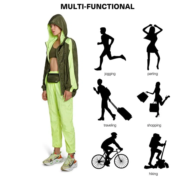 TOCA Elegante marsupio protettivo EMF, per uomo e donna, con cinturino regolabile, marsupio, borsa da viaggio, money belt, carta di blocco RFID, verde