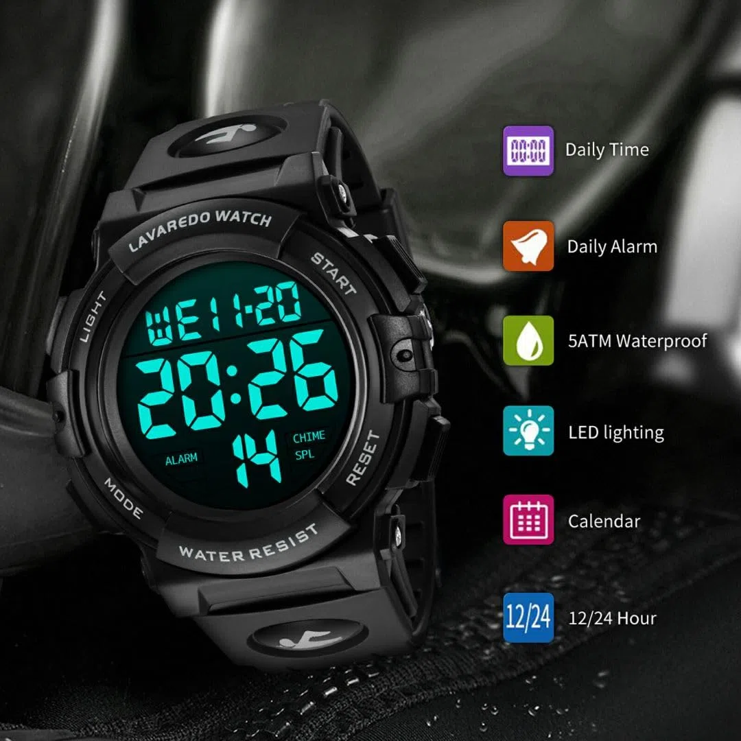 BEN NEVIS Orologio Digitale da Uomo Orologio Sportivo Militare 5ATM Impermeabile Cronografo Militare Orologio da Polso per Uomo con Retroilluminazione a LED Sveglia Data/Antiurto