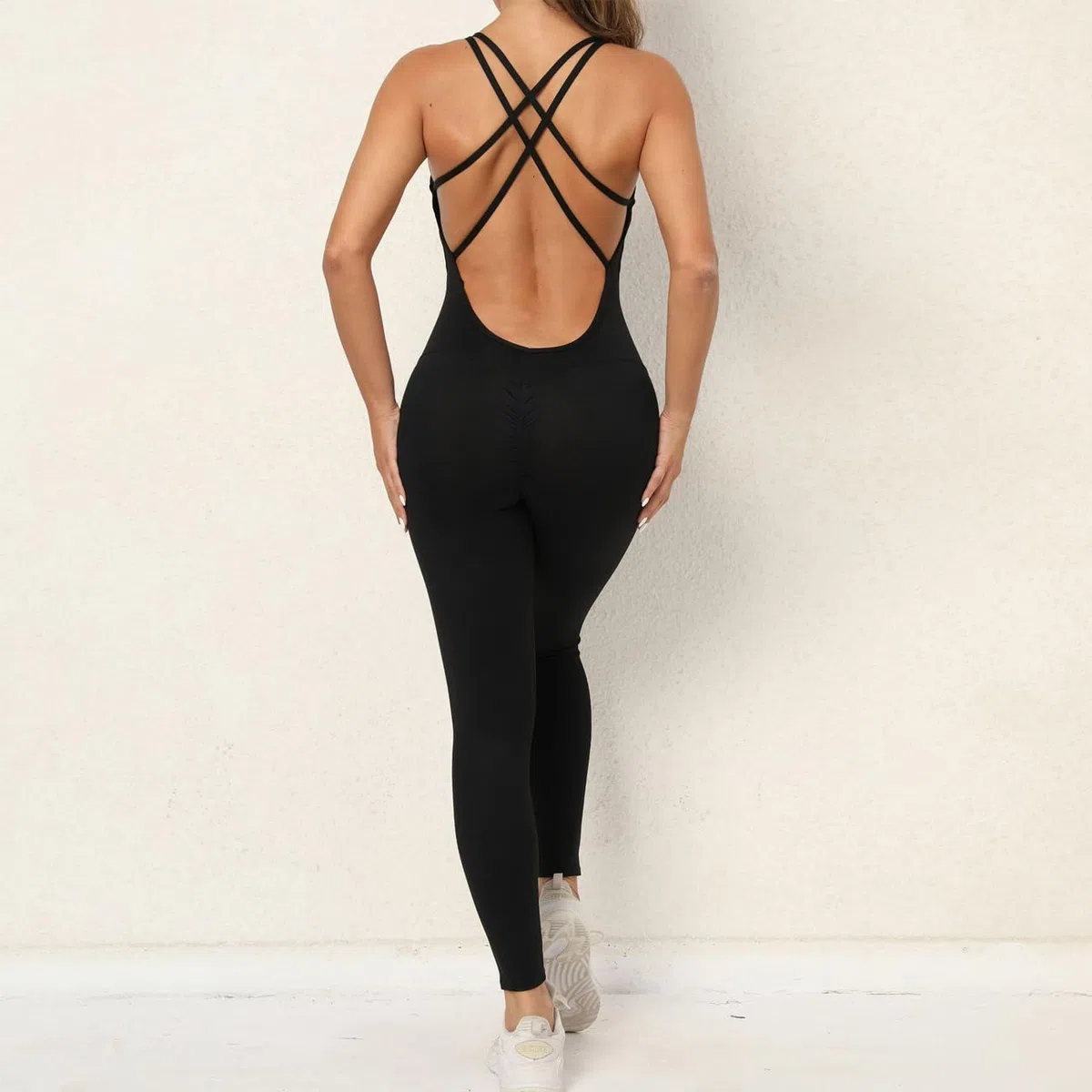 Jumpsuit Donna Tutina Sportiva Tuta Estiva Intera Aderente con Spalline Incrociate Body Pantaloni Lungo Completo Sportivo Elegante per Fitness Yoga Palestra