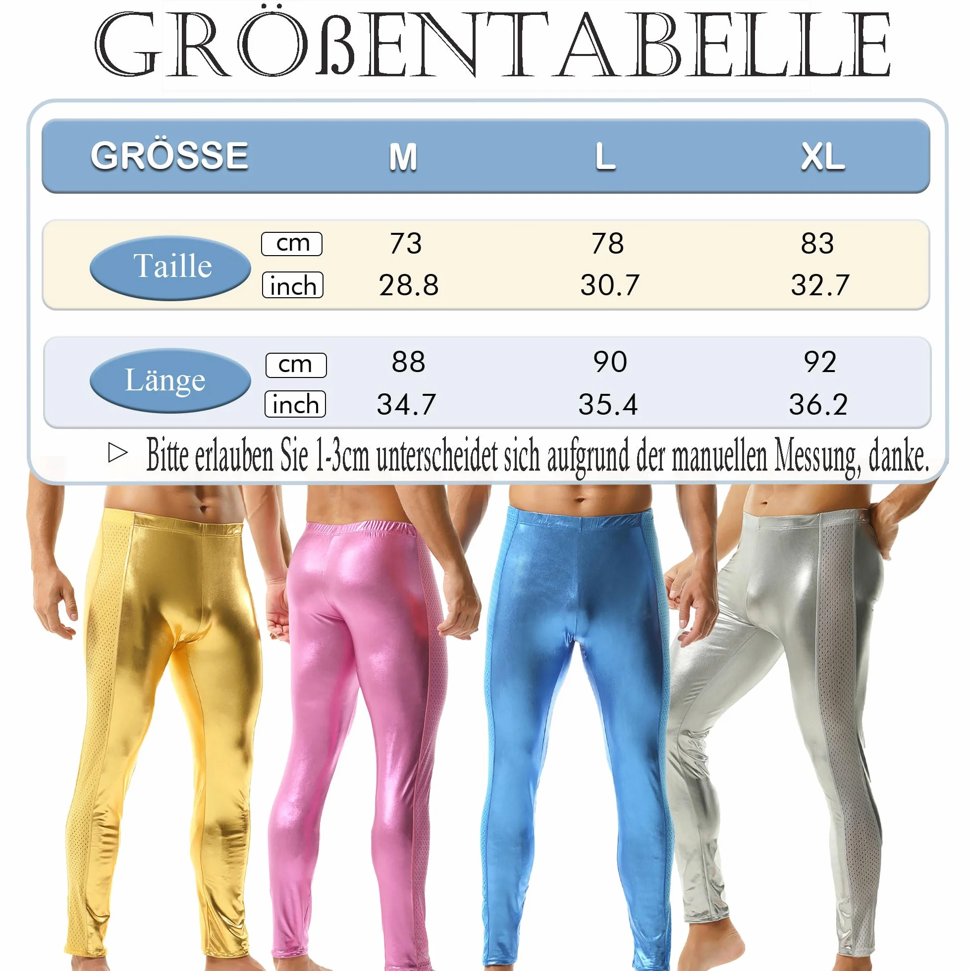 Leggings Attivi in Finta Pelle per Uomini - Pantaloni Stretched Metallizzati Abbigliamento da Club