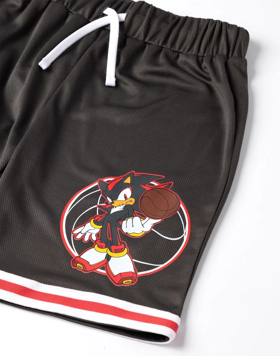 Sonic The Hedgehog Set da basket da 2 pezzi Shadow in nero | Abbigliamento sportivo unisex per bambini | Maglia da basket senza maniche con design a fumetti | Abbigliamento sportivo per bambini