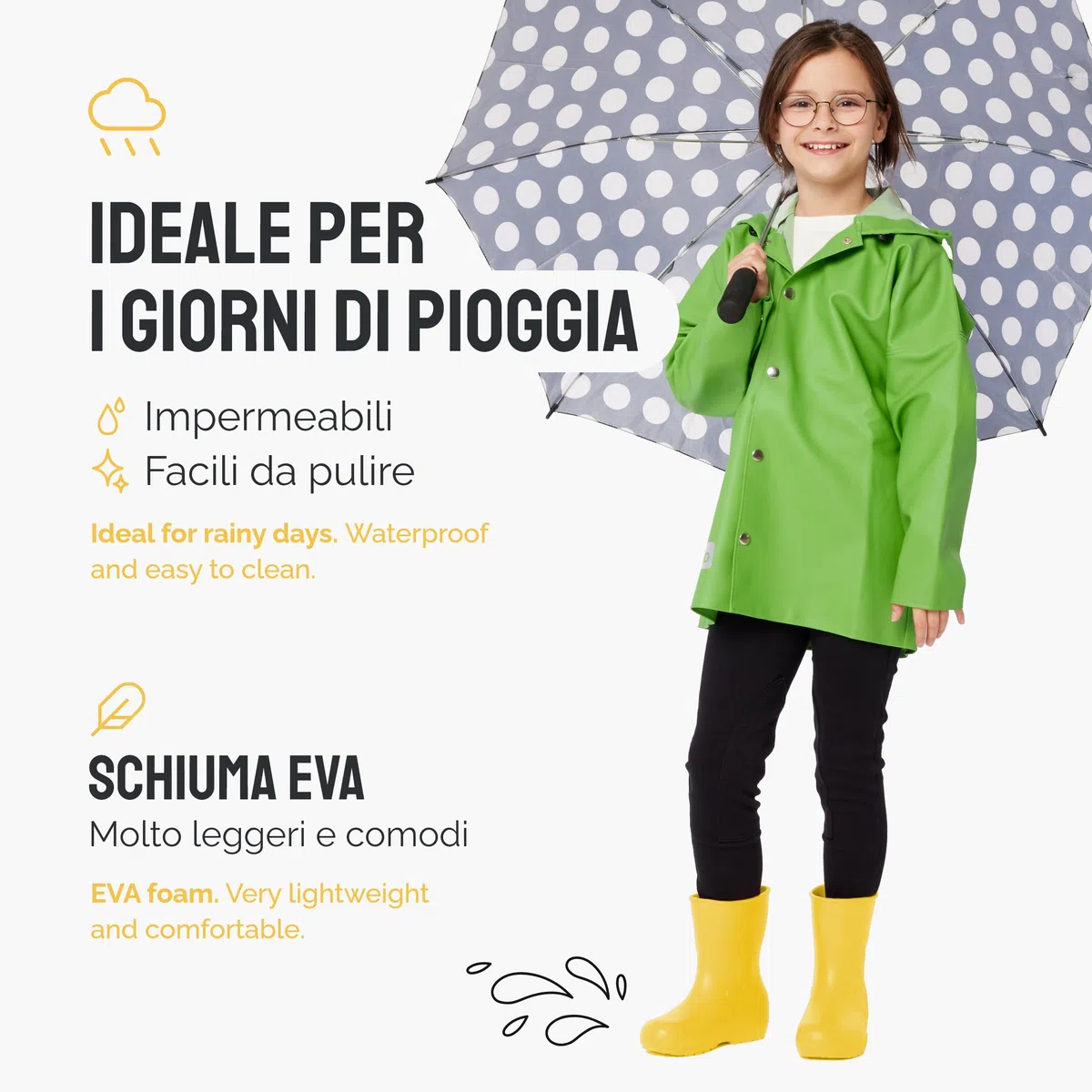 Ladeheid Stivaletti Pioggia Bambino in EVA, Leggeri Stivali Pioggia Bambina con Motivo a Panda, Facili da Pulire Stivaletti Bambina e Scarpe Bambino LA-CA-10