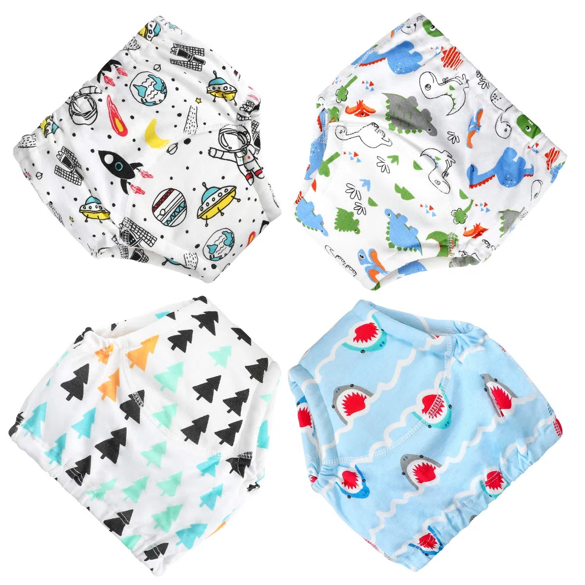 FLYISH DIRECT Confezione da 4 Mutandine di Apprendimento - Pantaloni da Addestramento per Neonati in Cotone Mutandine di Apprendimento per Bambini