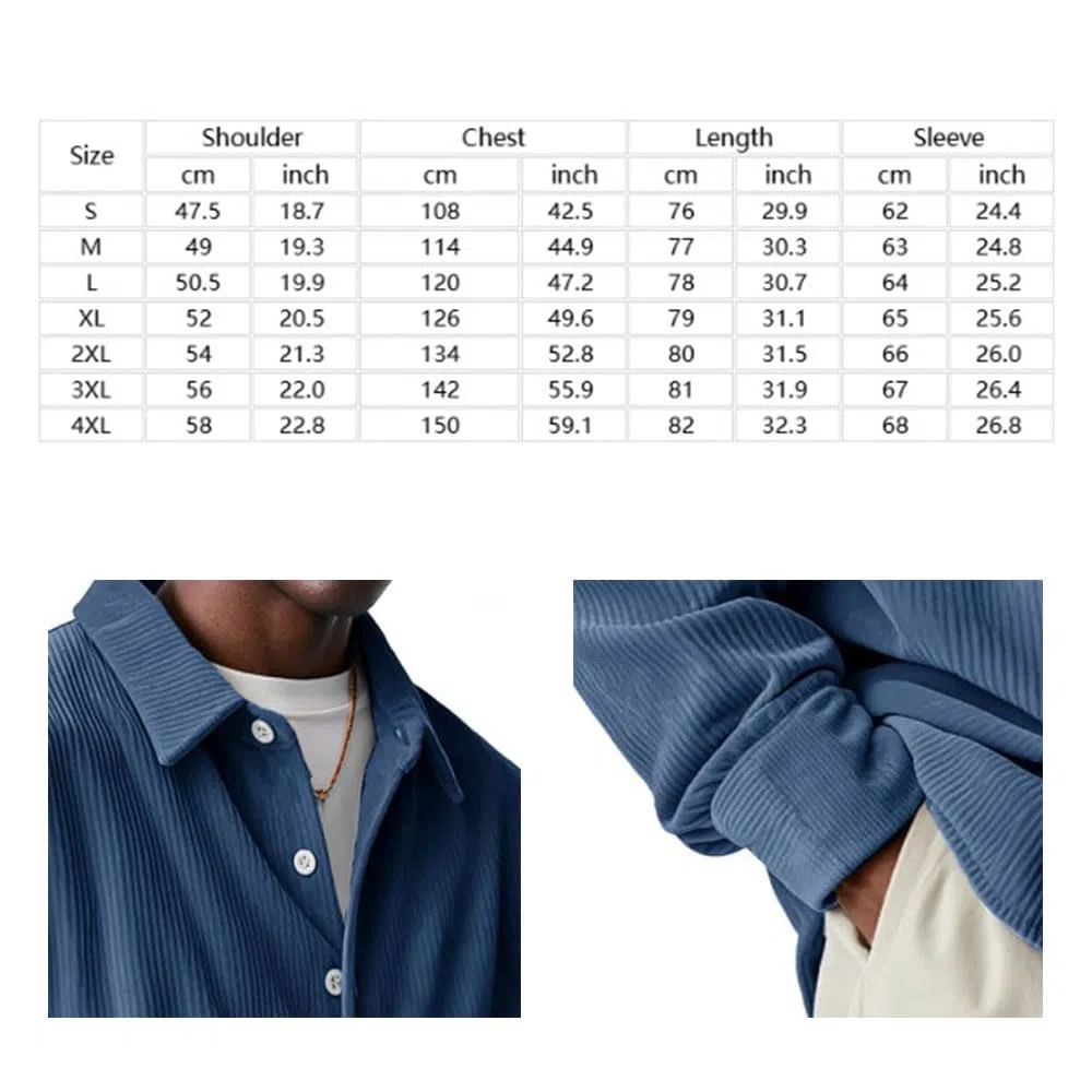 Camicie a Maniche Lunghe da Uomo con Motivo a Nido d'Ape, Camicie con Bottoni, Camicie con Texture, Eleganti Camicie Casual Urbane da Uomo in Velluto a Coste a Maniche Lunghe per Tutti i Giorni