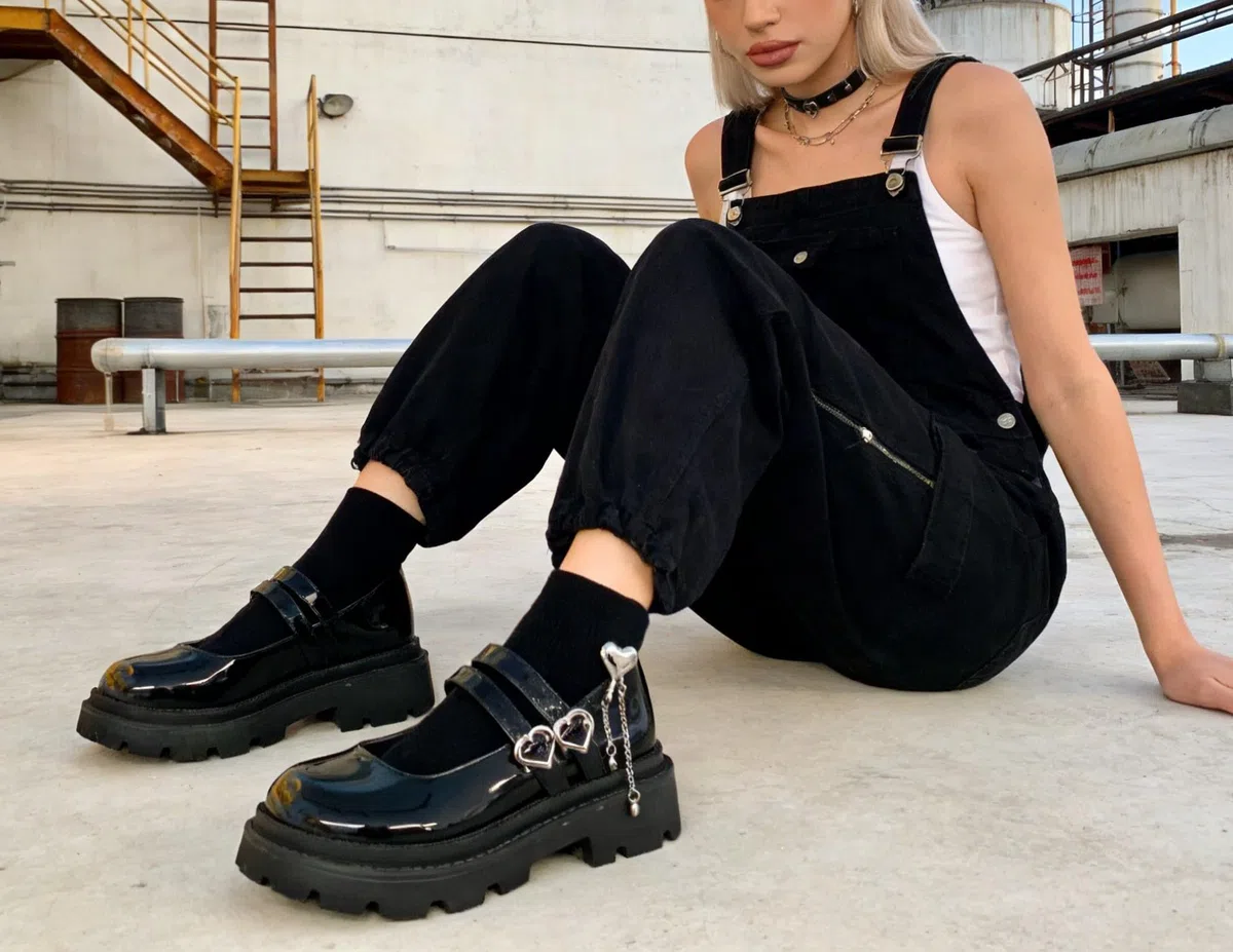 Mary Jane Donna Nere Eleganti Platform Tacco Morbido Punta Rotonda Fibbia Stile Gotico Y2K Calzature Moda Jeans Abito Divisa Scolastica Feste Viaggi Cosplay Lavoro