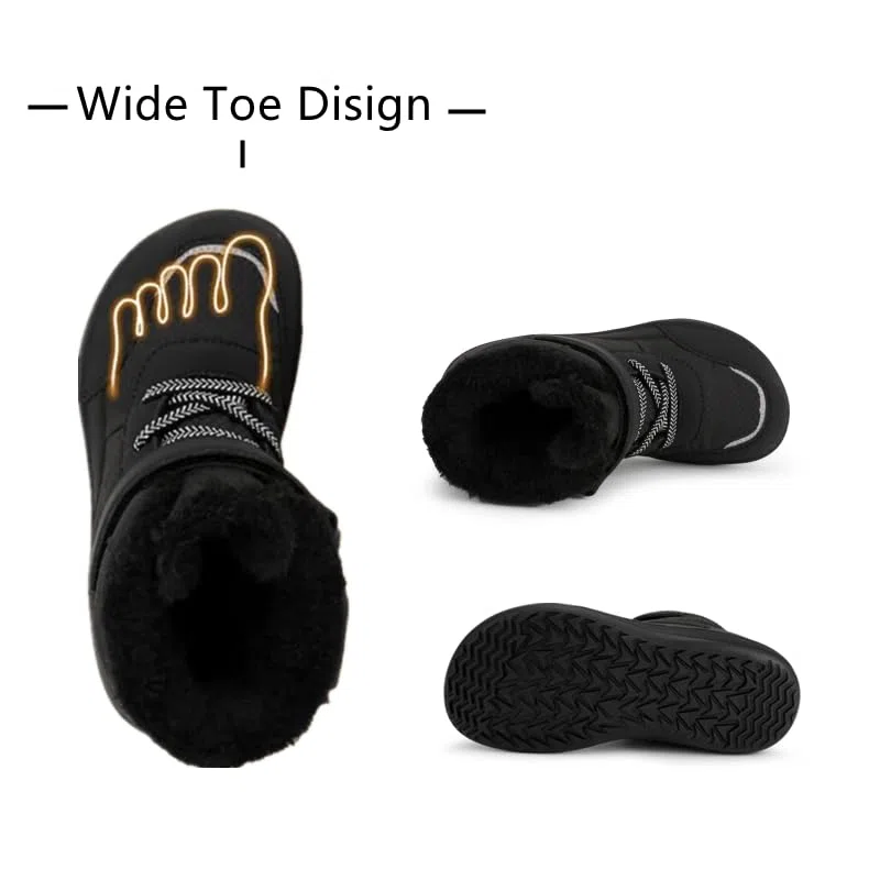 Bambini Barefoot Stivali Invernali con Imbottitura Calda,Bambini Scarpe da Escursione Comode&Antiscivolo,Mid Trekking Shoes Outdoor Unisex-Bambini e Ragazzi Gr.25-36 EU