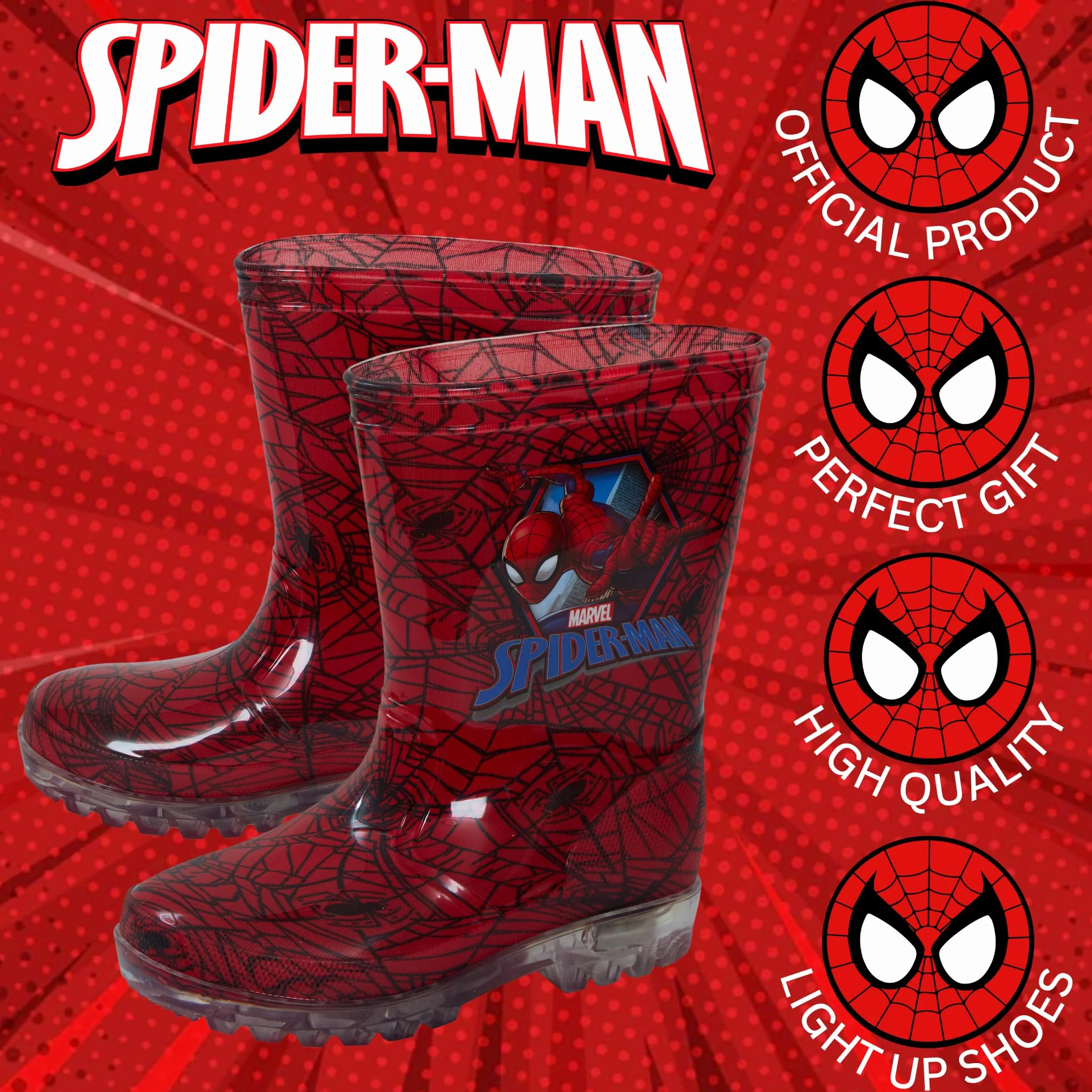 MARVEL, stivali da ragazzo con luci nel tacco, a tema Spiderman
