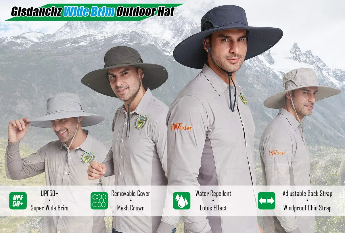Gisdanchz UPF50+ Cappello Trekking Tesa Larga, Cappello Sole Anti UV Estivo Traspirante