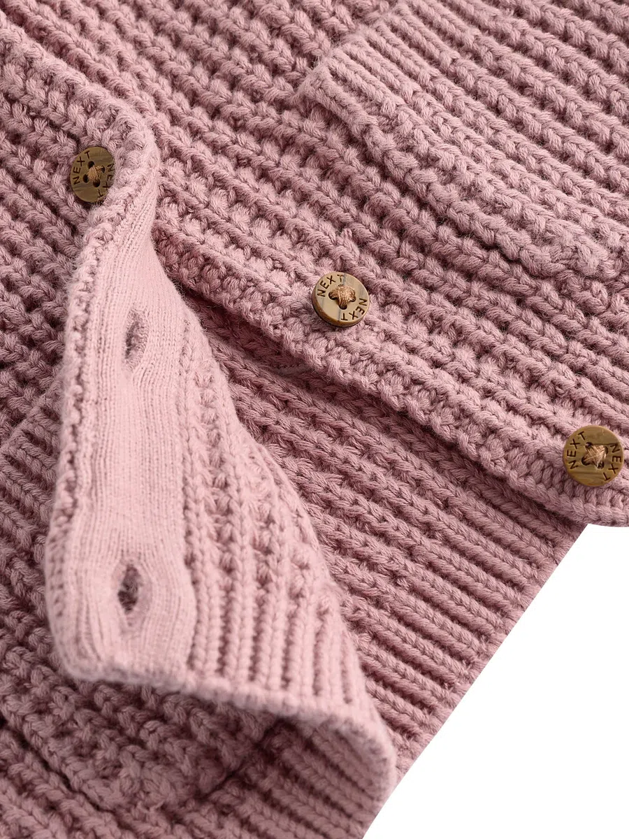 NEXT Bambina Cardigan in Maglia per Bebè con Scritta Ricamata sul Retro