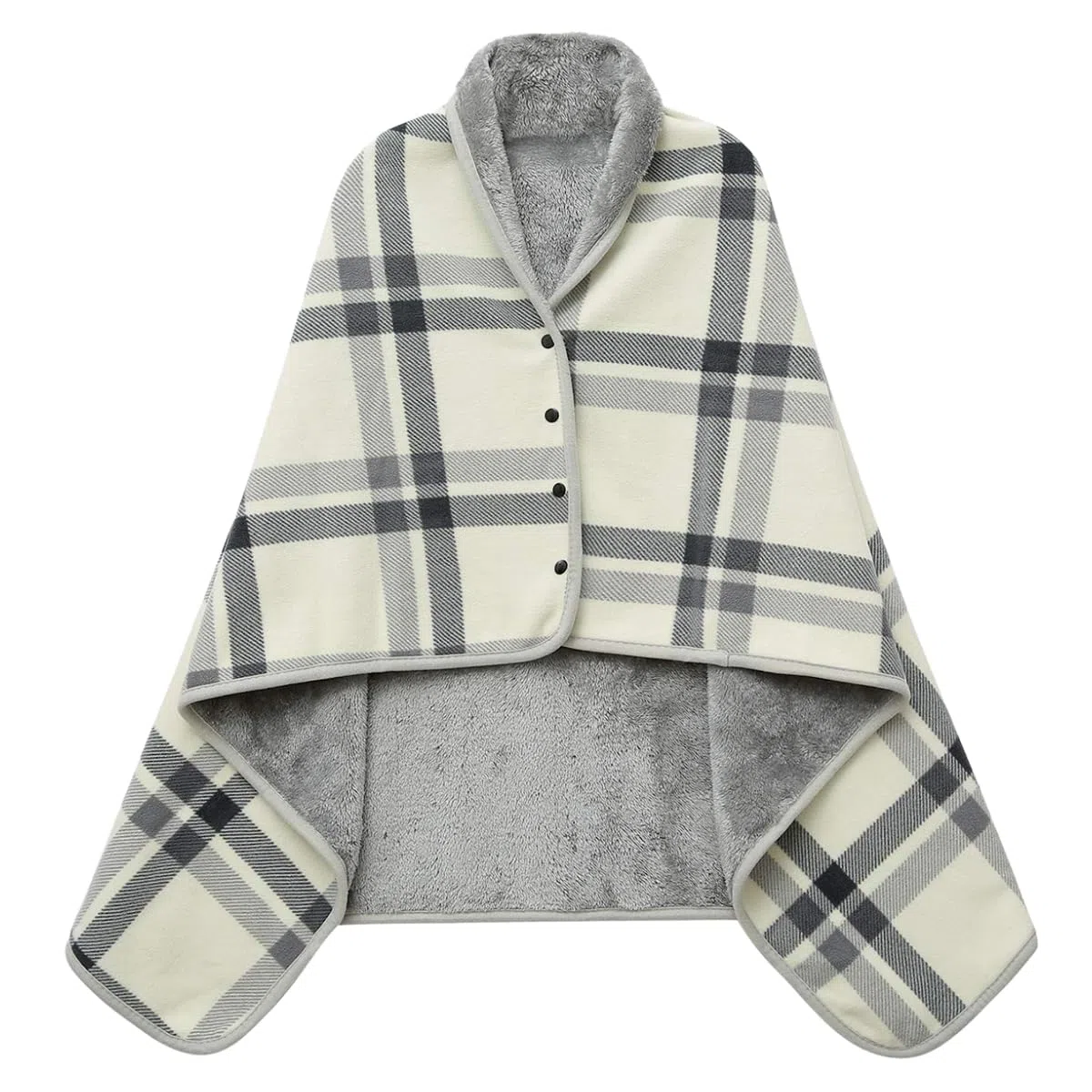 JFAN Poncho Donna Invernale Coperta in Pile Indossabile con Bottoni a Pressione Mantella Caldo Poncho Pile Donna Casa