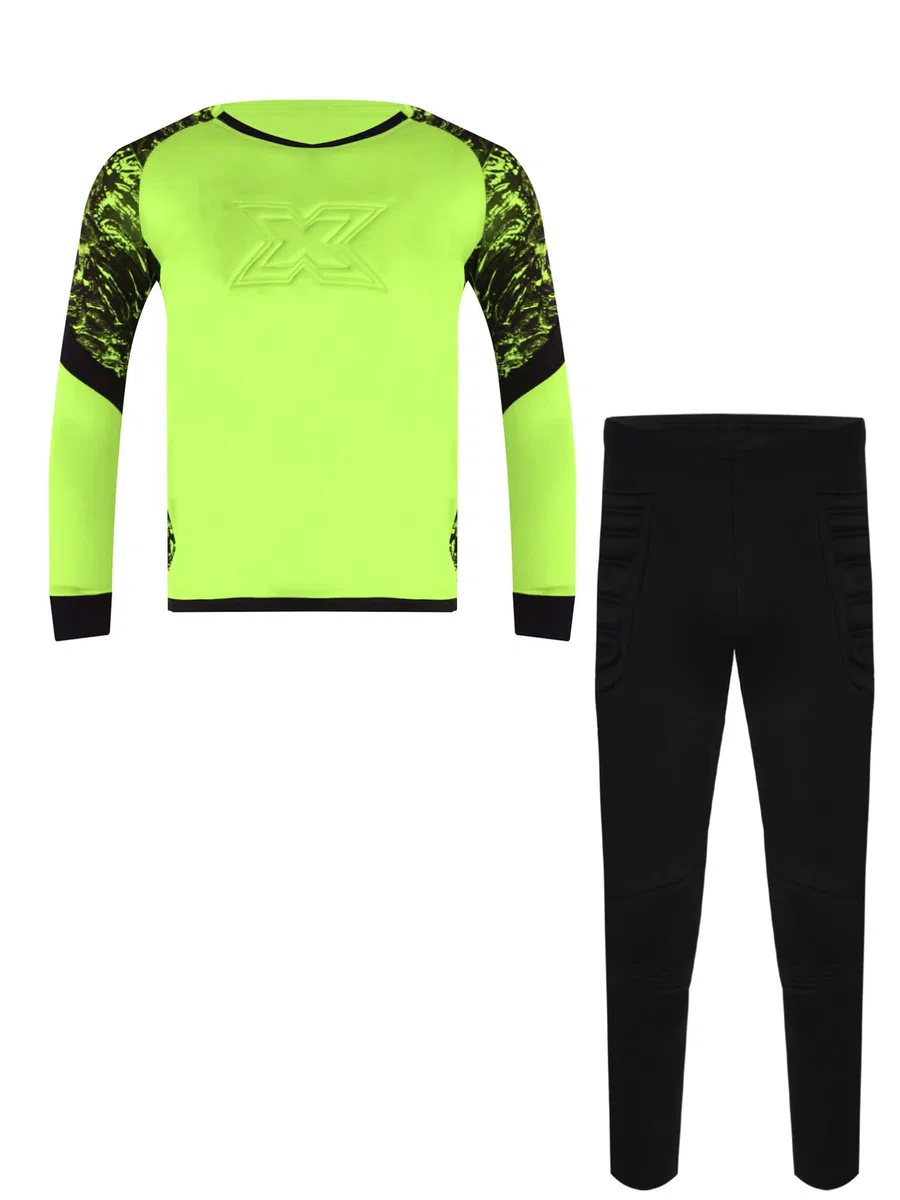 dPois Tuta da Portiere di Calcio per Bambini e Ragazzi Completino Completo Calcio Calcetto Torneo Scuola Sport Maglia da Portiere Maniche Lunghe + Pantaloni Sportivi