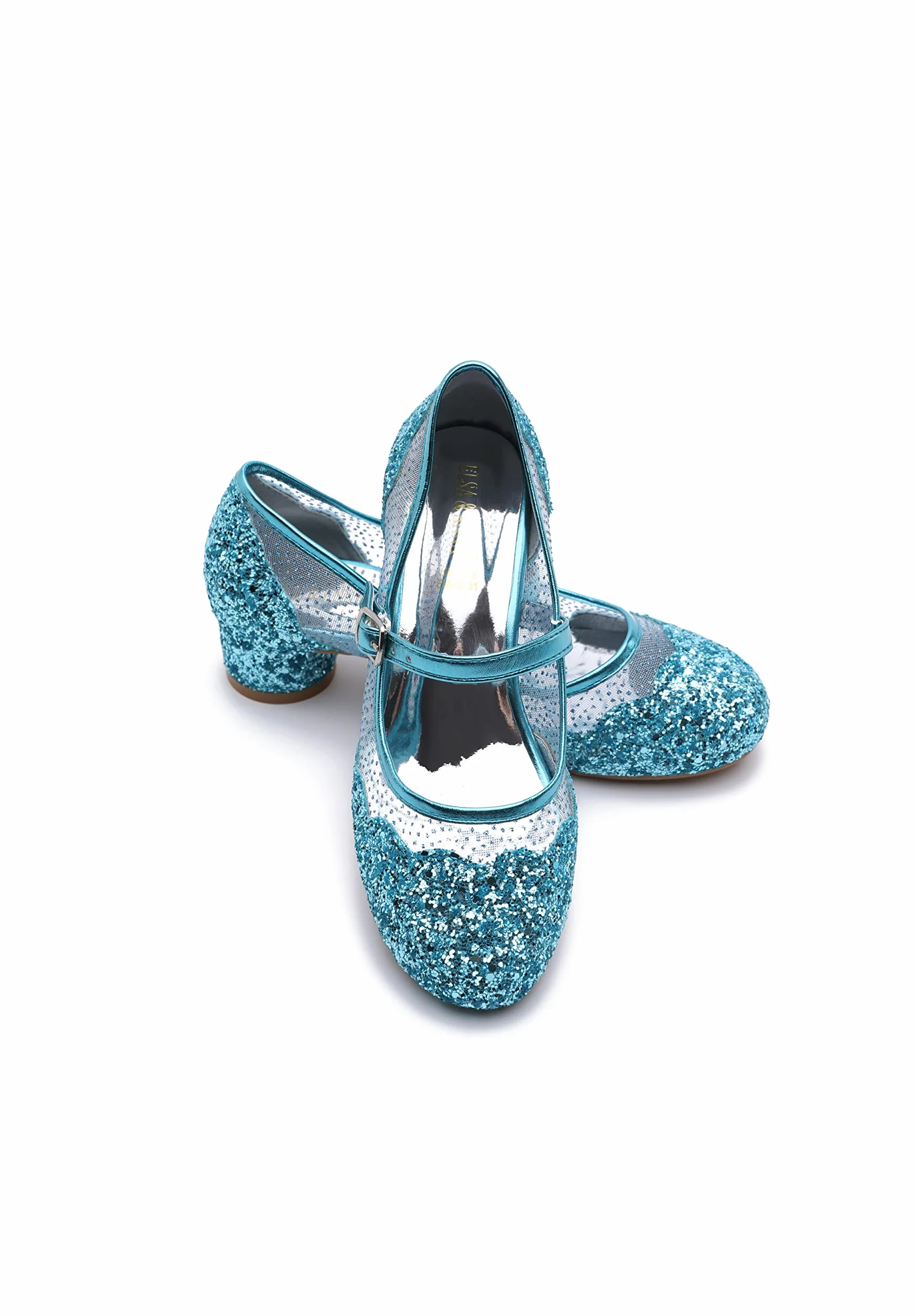 ELSA & ANNA Scarpe da principessa per ragazze - Scarpe con tacco 3cm - Scarpe per costumi Elsa glitterate per feste e compleanni - Tacchi alti per bambini (SH2205)