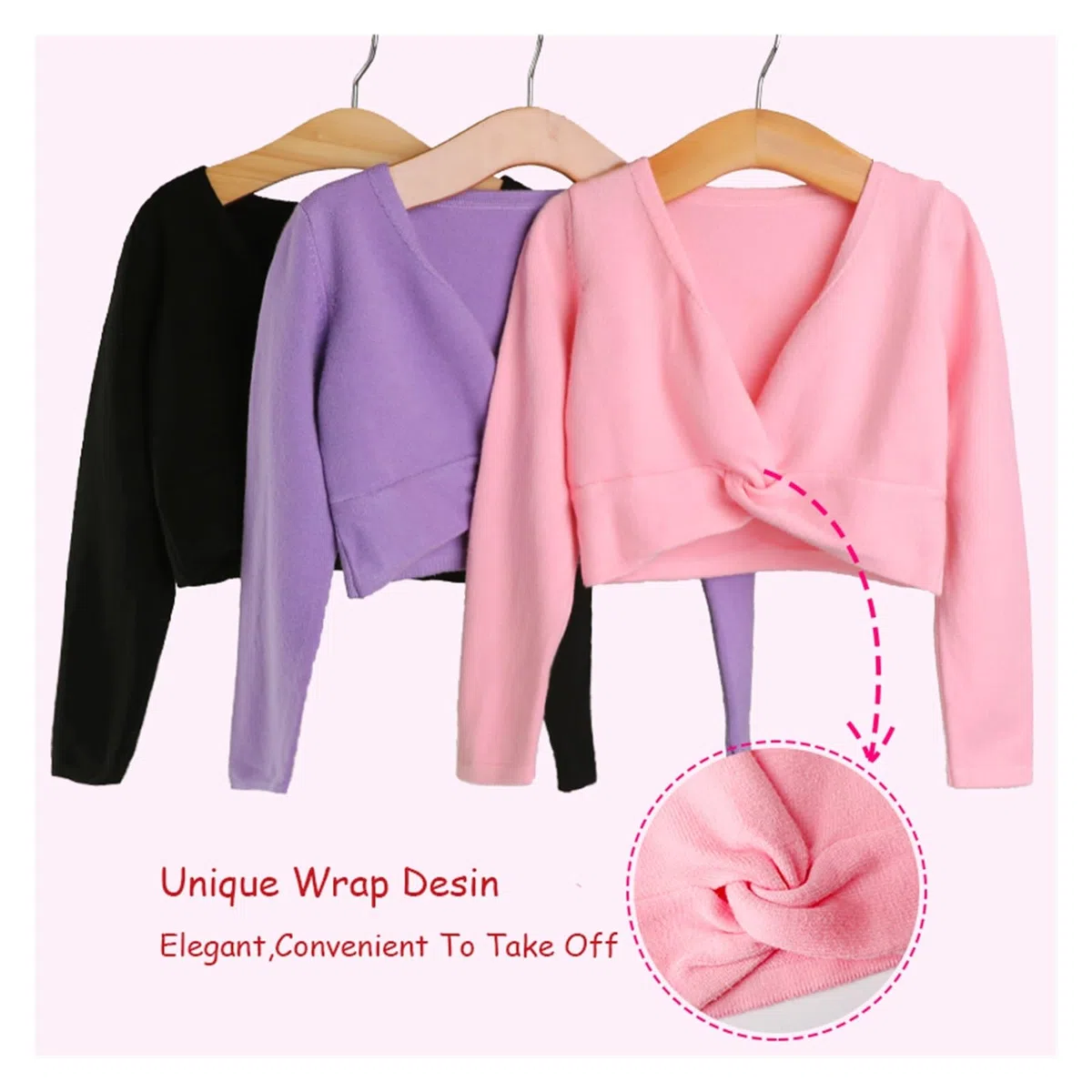 Top da Balletto for Ragazze, Maglione da Ballo, Cappotto Invernale Caldo, Maglieria a Maniche Lunghe, Top for Ragazze, Abbigliamento da Ballo, Top Avvolgente(Black,140(135-145CM))
