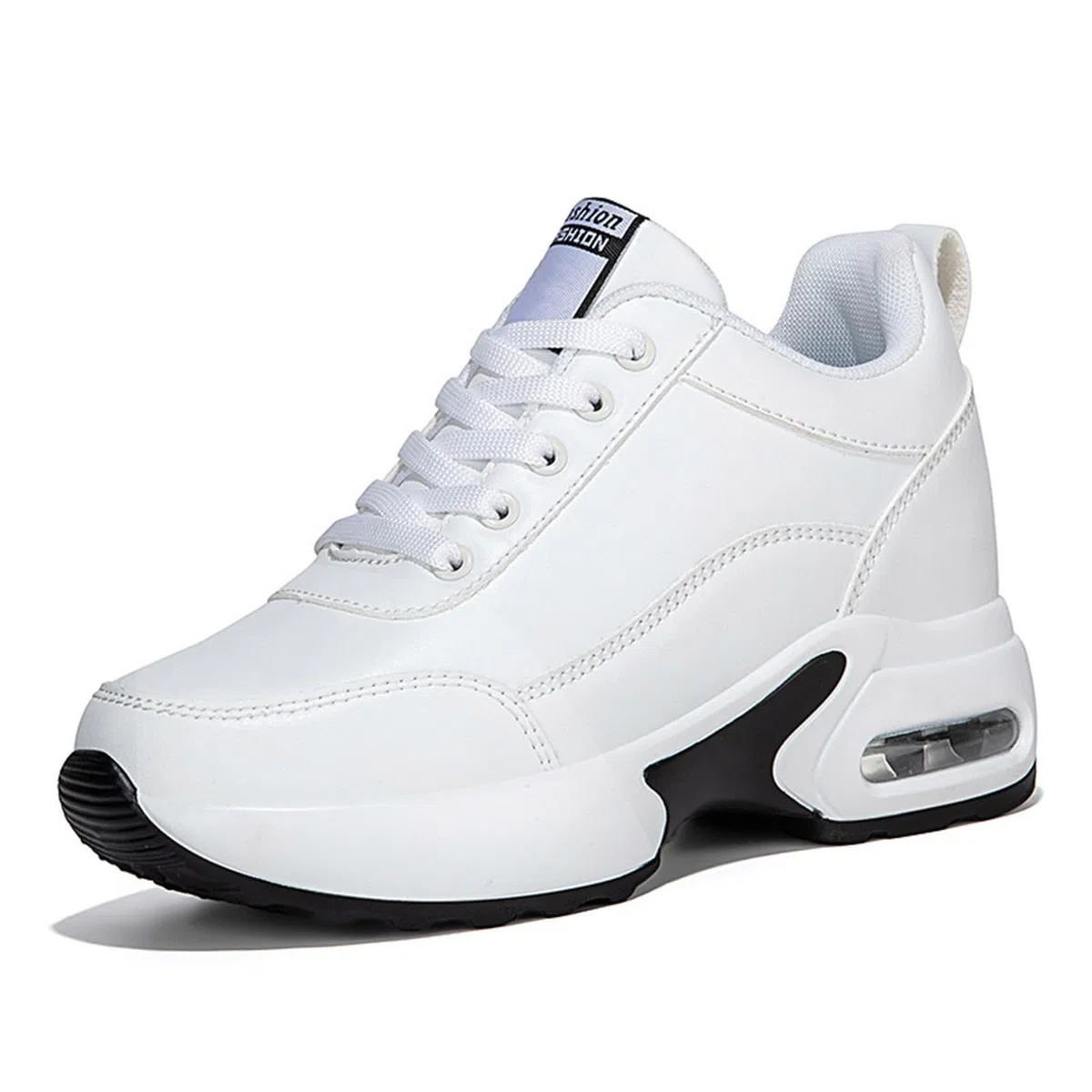 Basket Running Donna in Pelle Antiscivolo con Lacci Basket Rialzo Donna Alla Moda con Tacco di 7 cm Scarpa Sport Tempo Libero Sneakers Confortevoli Autunno Inverno per Running Outdoor