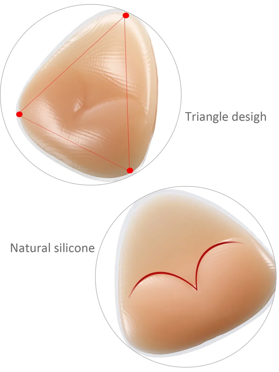 Hestya 2 Paia Bikini Imbottitura di Gel Silicone Inserti di Reggiseno Impermeabile Reggiseno Push UP Rinforzatore del Seno per Cup da A a D, Forma Triangolo (Nudo e Trasparente)