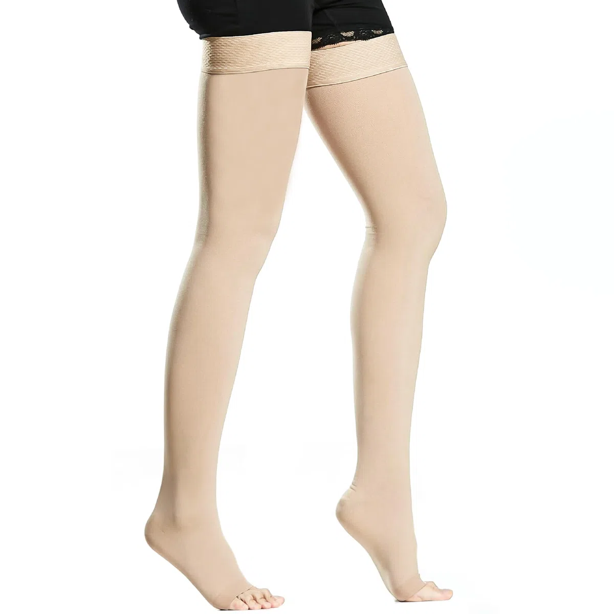 Calze a compressione mediche da uomo e da donna, 20 – 30 mmHg, supporto graduato, calze a compressione edema, senza piede, con cinturino in silicone