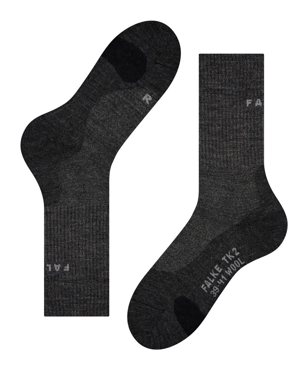 FALKE donna TK2 Wool calzini da escursionismo imbottitura media anti-vesciche calze da trekking calde termiche traspiranti asciugatura rapida termoregolanti antiodore lana filo funzionale 1 paio