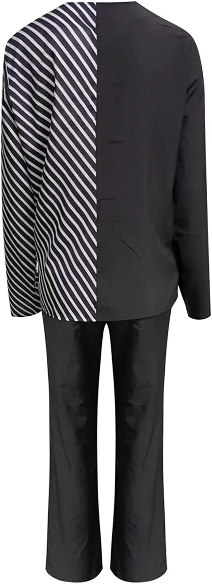 Donna Color Blocking Pantaloni Larghi Due Pezzi Abito Elegante Casual Formale 2 Pezzi Casual Top Maniche Lunghe Sera Pantaloni Donna