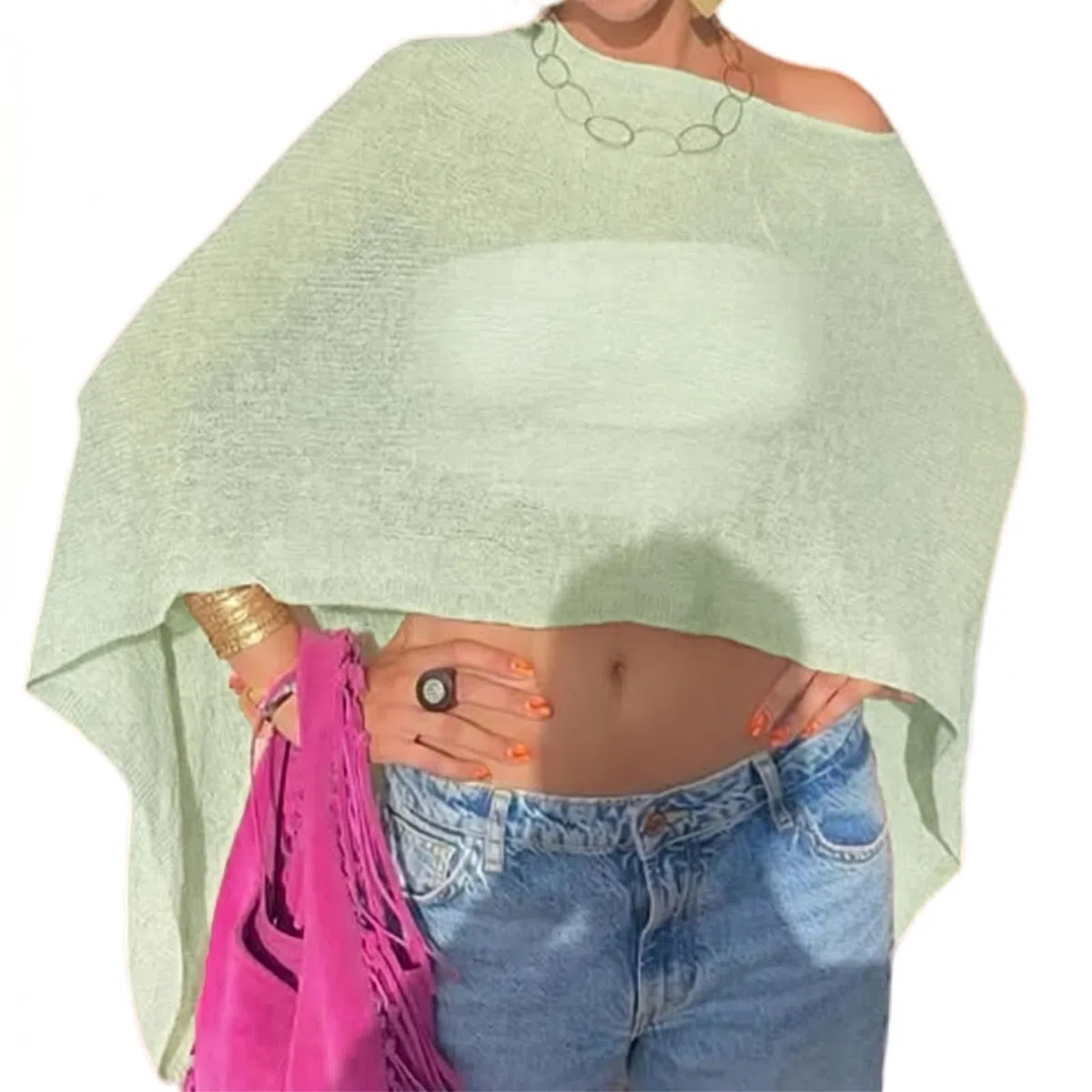 Poncho da donna velato lavorato a maglia, leggero, trasparente, scialle, coprispalle estivo da spiaggia