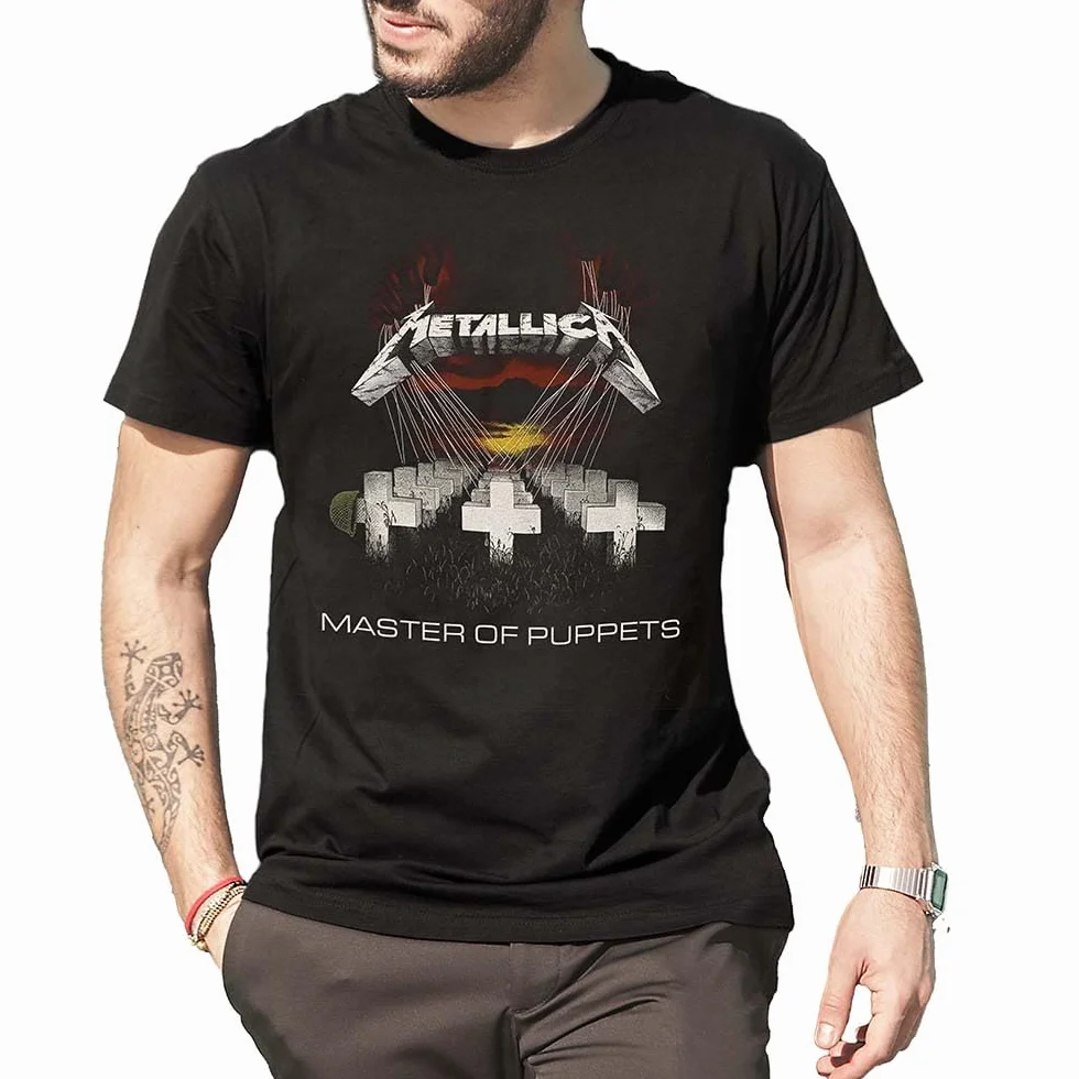 Metallica T-Shirt Master of Puppets. Maglietta Rock Ufficiale. Band Heavy Metal. Maglia Unisex Adulto Ragazzo.