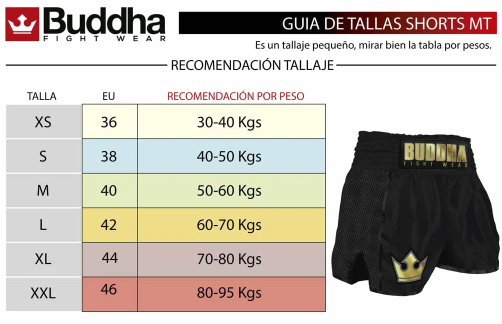 Buddha Fight Wear. Short Retro Premium. Appositamente progettato per Kick Boxing, Muay Thai, K1 o qualsiasi modalità di Sport di Contatto