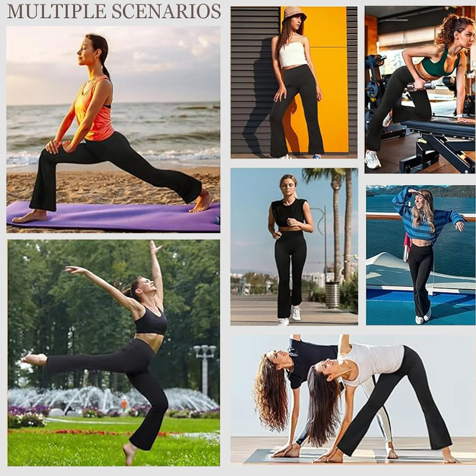 Pantaloni da Yoga Donna a Zampa Vita Alta Controllo della Pancia Pantaloni Elasticizzati Pilates Danza Palestra Leggings Eleganti Sportivi Fitness Casual Allenamento