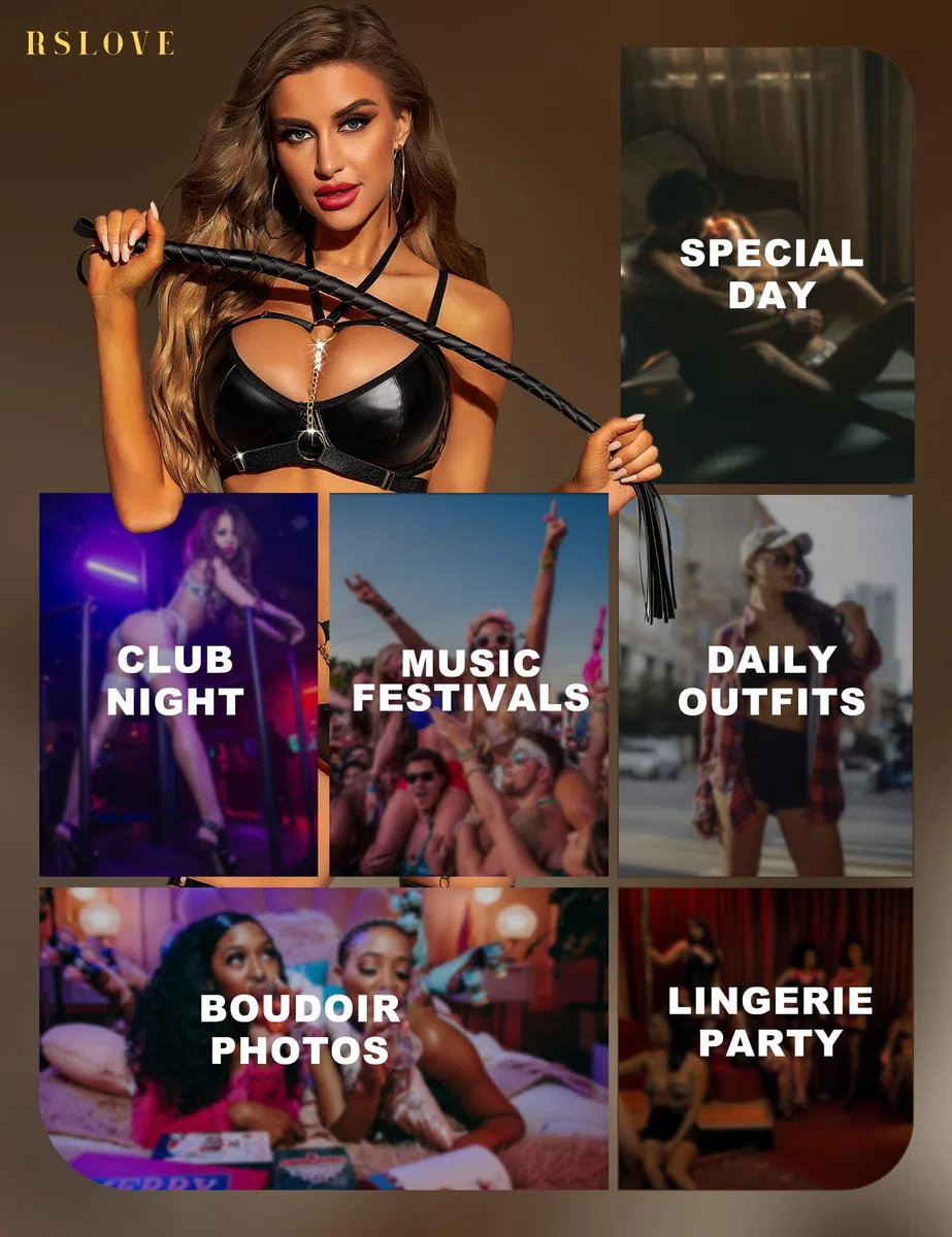 RSLOVE Completo Intimo Donna Sexy Set di Lingerie Reggiseno e Slip con Giarrettiera 6 Pezzi
