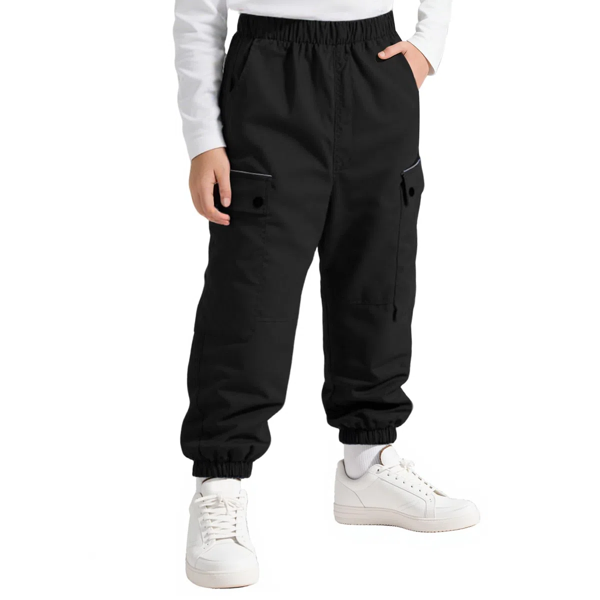 Pantaloni Cargo da Ragazza Ragazzo, Impermeabili Traspiranti Pantalone Cargo Trekking Jogging con Vita Elasticizzata e Tasche Multiple Pantaloni Sportivi per Ragazzi Ragazze 7-14 Anni