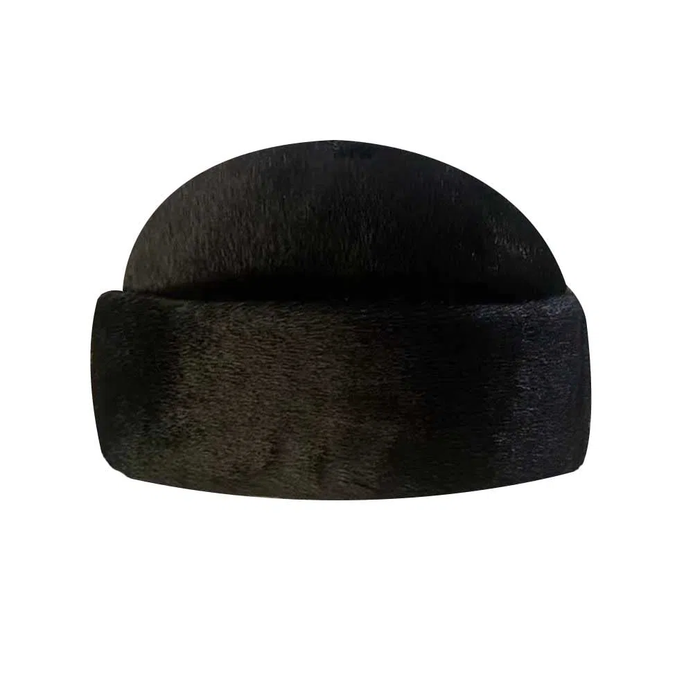 Ushanka - Cappello da uomo in stile militare russo, cappello da sci per l'inverno, in finta pelliccia, nero, termico, per sport all'aria aperta, antivento