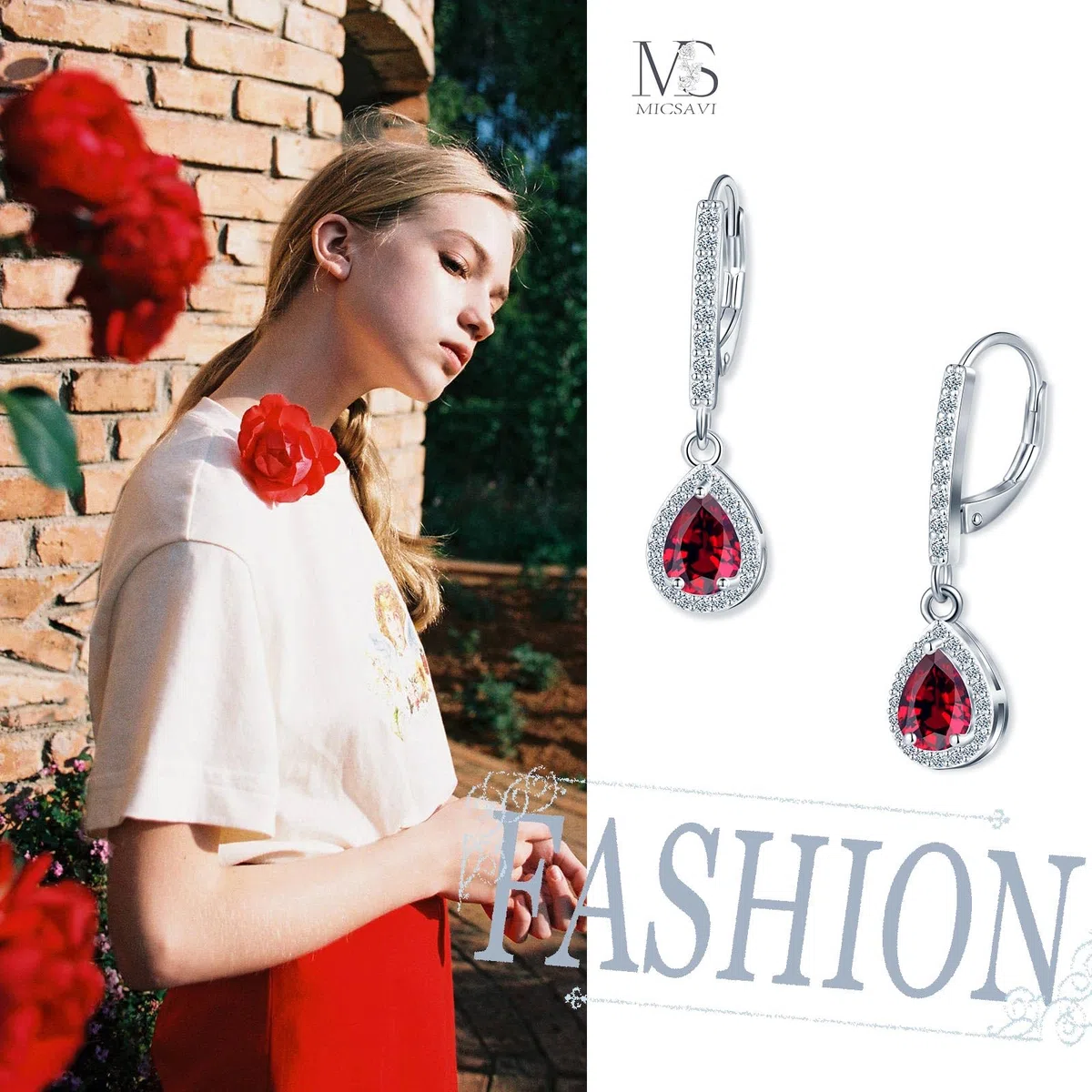 Orecchini Pendenti da Donna in Argento 925, Zircon rotondi/a forma di cuore/a forma di fiore/ovali/a goccia/quadrati, Orecchini Pietre Gioielli per Moglie Mamma Fidanzata