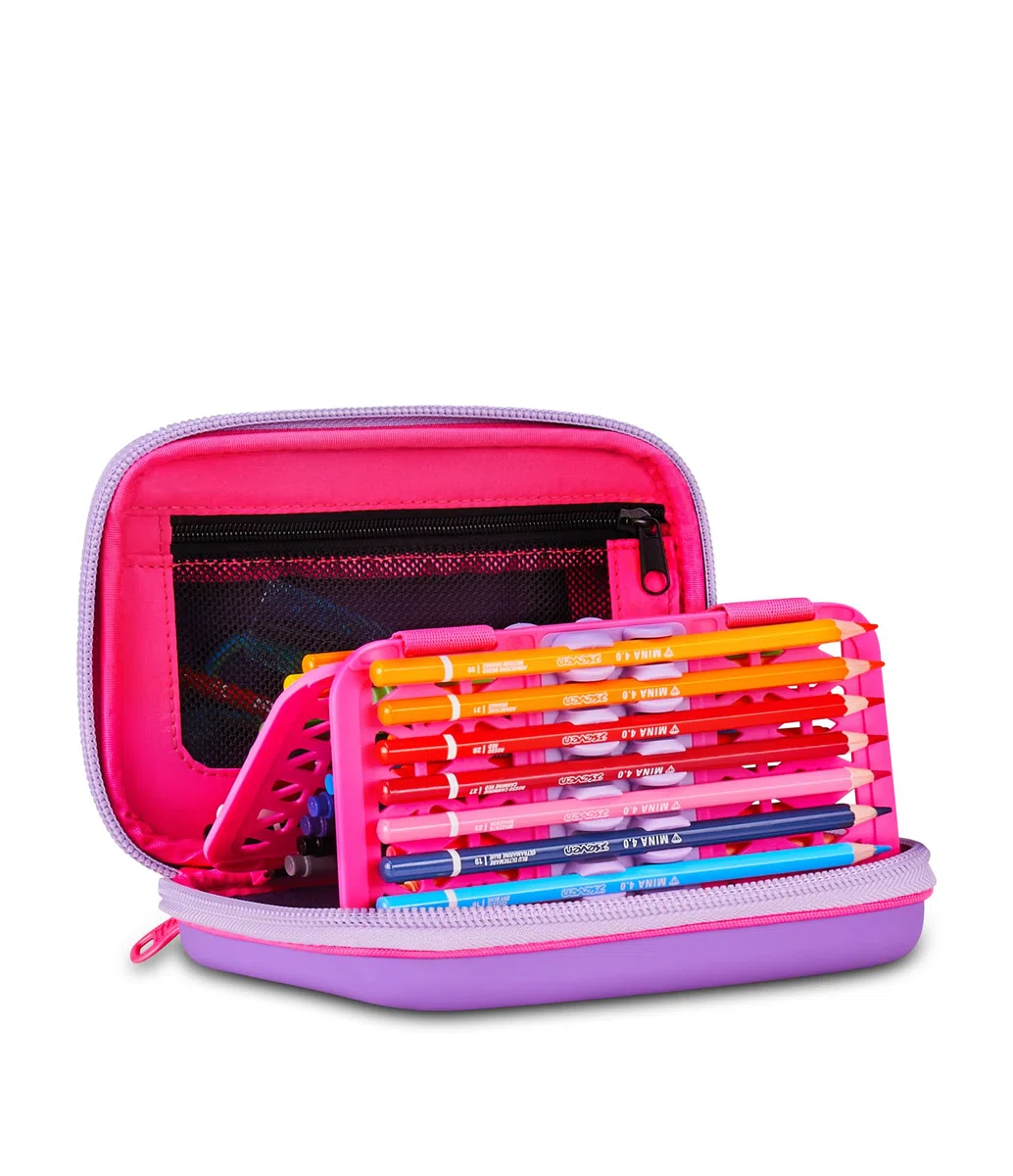 SJ GANG STYLE JAM GANG Astuccio Scuola Speed Pad, Rosa, Portapenne Mono Scomparto con Plance Amovibili, Completo Di Penne, Matite, Colori, Accessori Zaino, Scuola Elementare, Bambina
